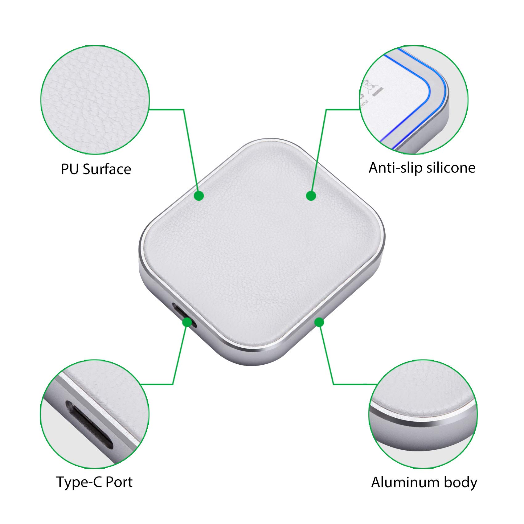 Wireless Charger for AirPods Pro 2nd Gen / AirPods 4 (ANC) / AirPods 3 / AirPods 2 - Fast Charging Station with LED Indicator (Silver & White) - Perfect for Home, Office & Travel Accessories