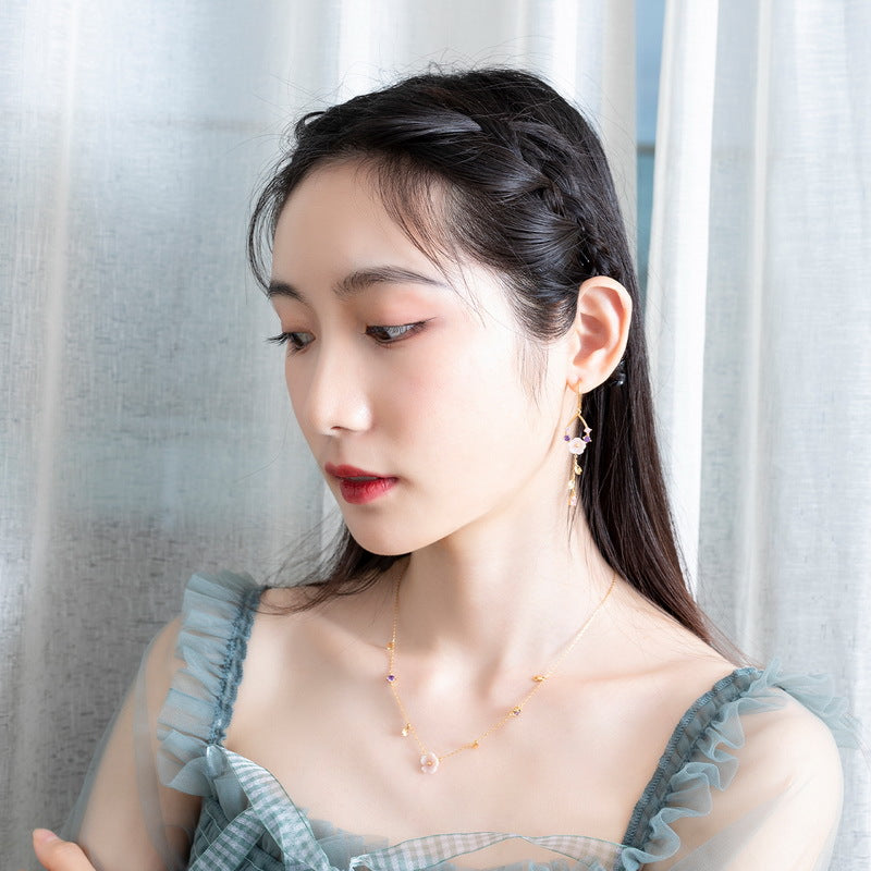 Elegant Floral Jewelry Set for Women - Rose Gold Necklace & Earrings - Perfect for Weddings, Parties & Everyday Wear