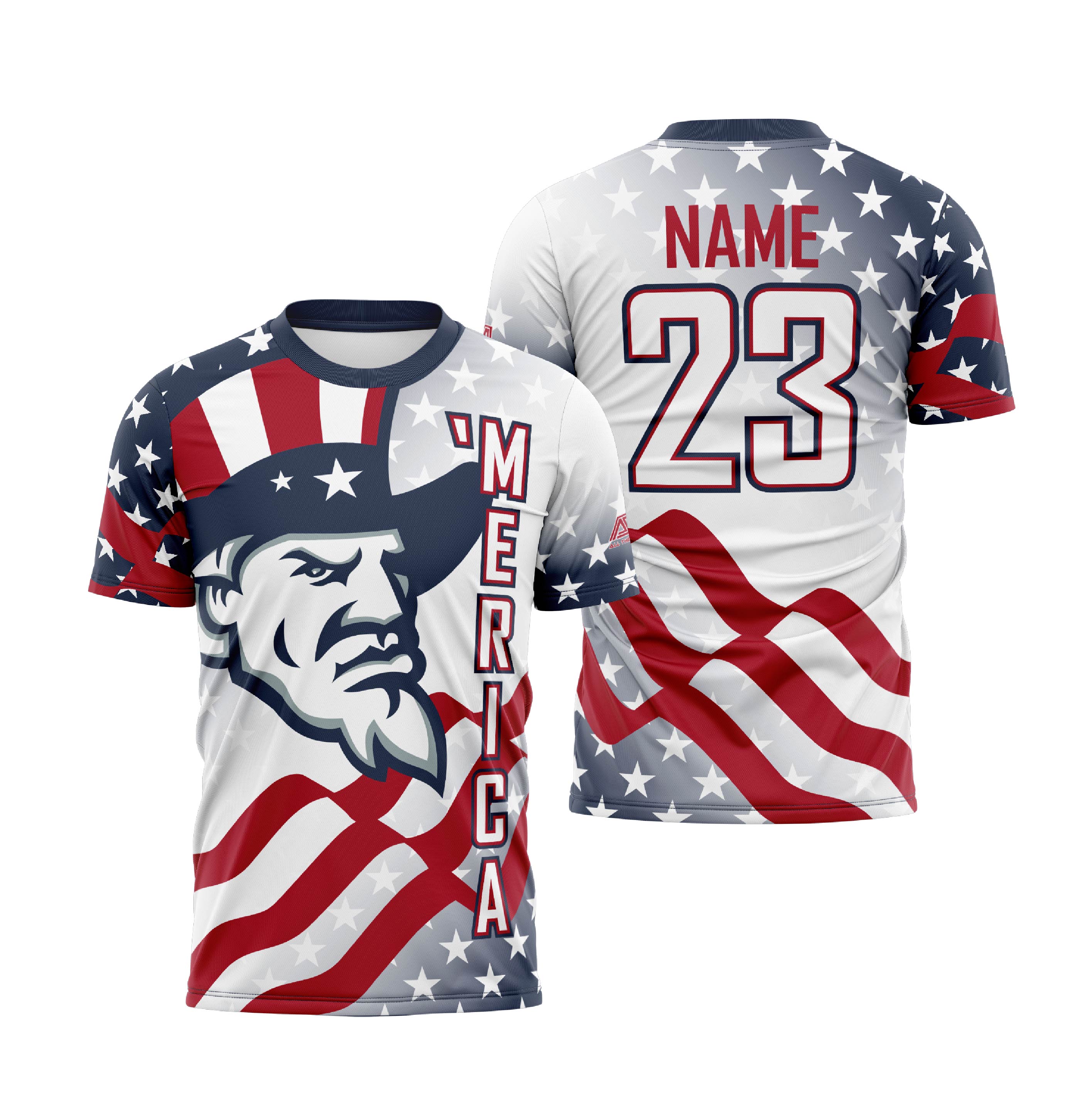 Uncle Sam Full Dye Jersey - Patriotic American Flag Baseball Shirt for Men & Women - Perfect for 4th of July, Memorial Day & Sports Events