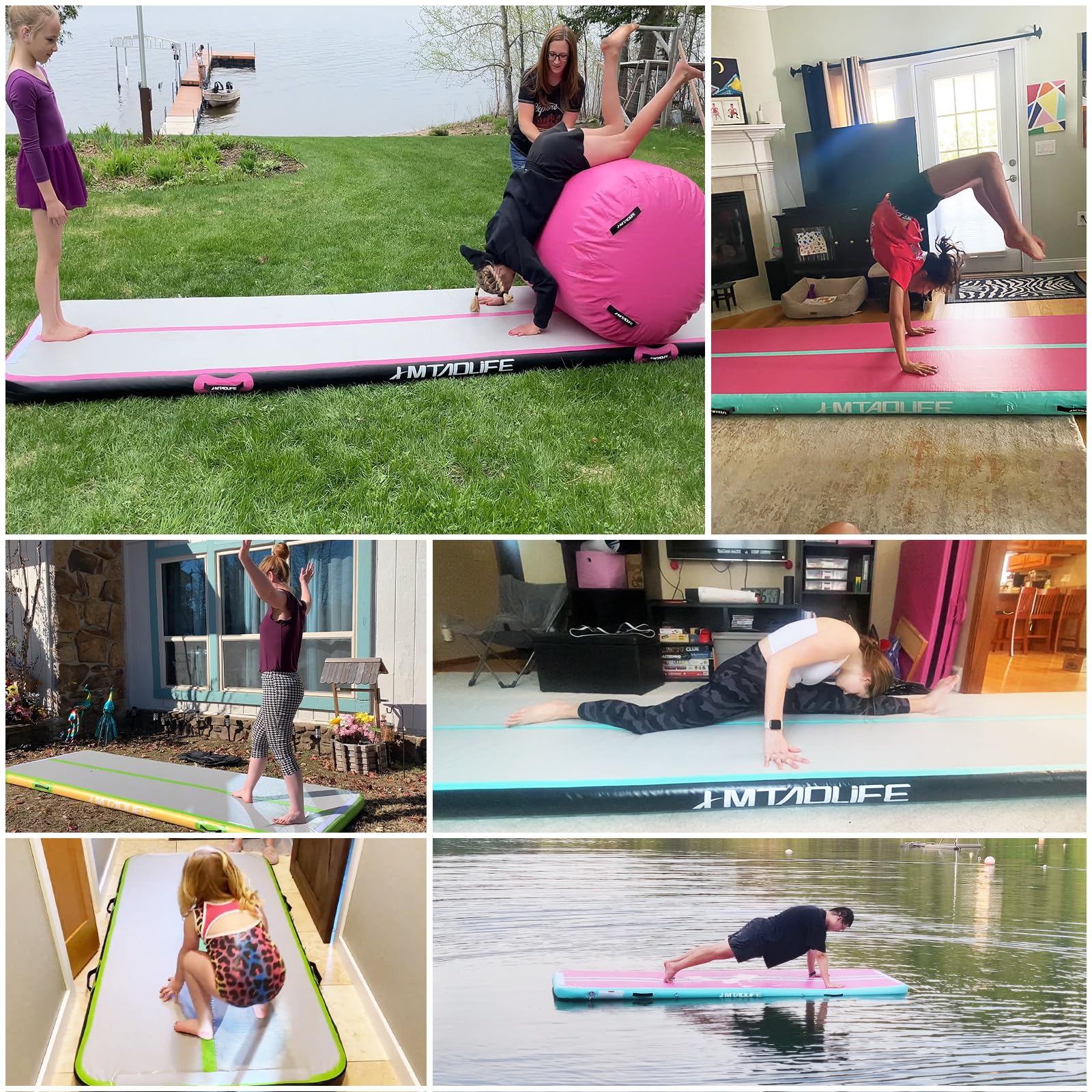 Inflatable Gymnastics Air Roller Barrel - Tumbling Mat for Yoga, Cheerleading & Backbend Training - Portable Home Gym Equipment for Kids & Adults - Perfect for Fitness, Stretching & Somersault Practice