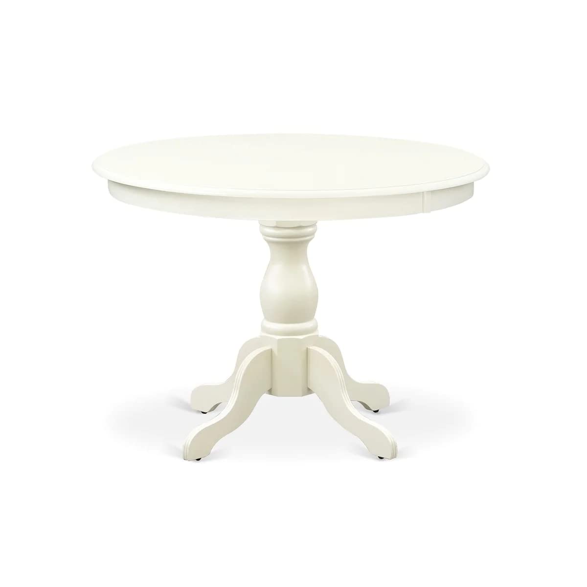 East West Furniture HBVA5-LWH-W 5-Piece White Linen Dining Set with 42x42 Inch Round Pedestal Table & 4 Chairs - Perfect for Small Kitchens, Breakfast Nooks & Cozy Apartments