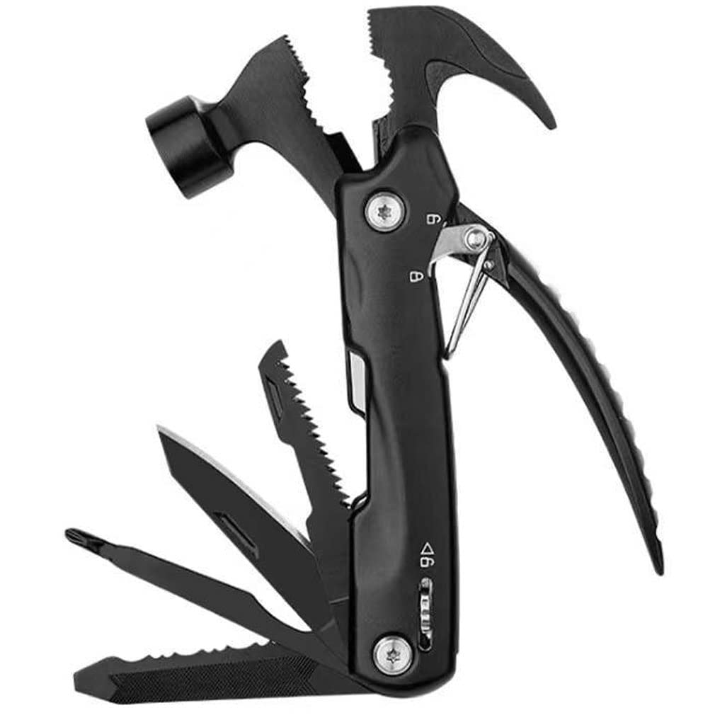 BY-J Camping Multitool Hammer - 12-in-1 Outdoor Survival Gear with Safety Lock, Screwdriver Bits & DIY Stickers | Perfect for Hiking, Camping, Emergency Preparedness & DIY Projects
