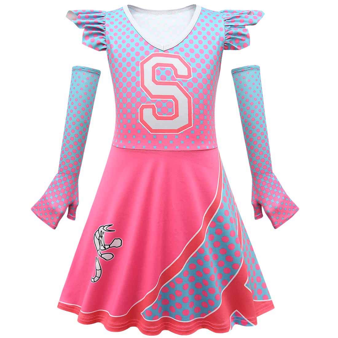 Easef Girls Cheerleader Dress - Pink Toddler Costume for Dance Competition, Halloween & Dress Up Party | Soft & Comfortable Kids Performance Outfit