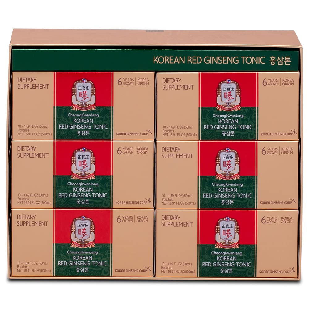 Premium Korean Red Ginseng Tonic Pouch (Mild) - 6-Year Aged Extract with 10 Herbal Blend for Immune Support & Energy Boost - Ideal for Daily Wellness & Stress Relief