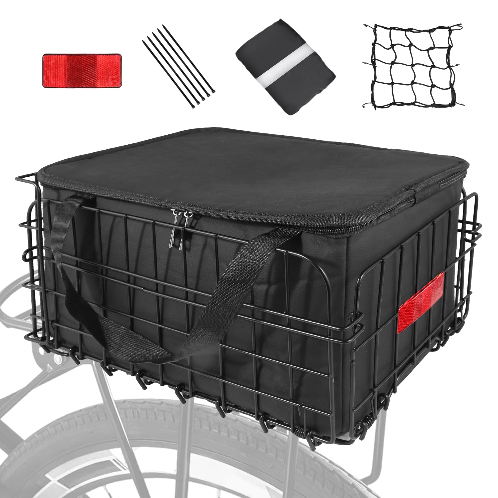 Foldable Rear Bike Basket with Removable Waterproof Liner - Quick Release Cargo Rack for Bicycles - Perfect for Carrying Pets, Groceries & Essentials - Ideal for Commuting, Shopping & Outdoor Adventures