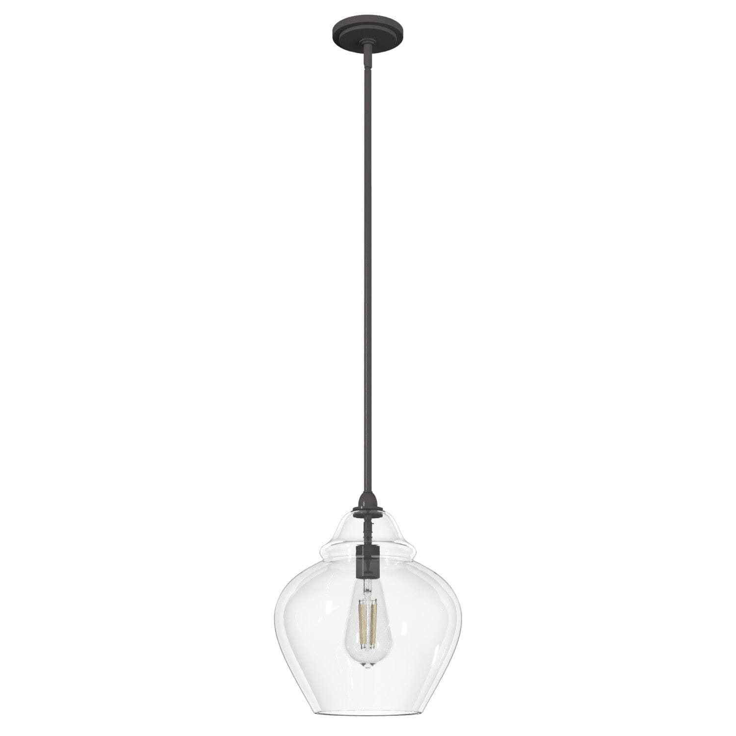 Dunshire Clear Glass Ginger Jar Pendant Light - 12 Inch Medium Size for Kitchen Island, Dining Room, or Entryway Lighting