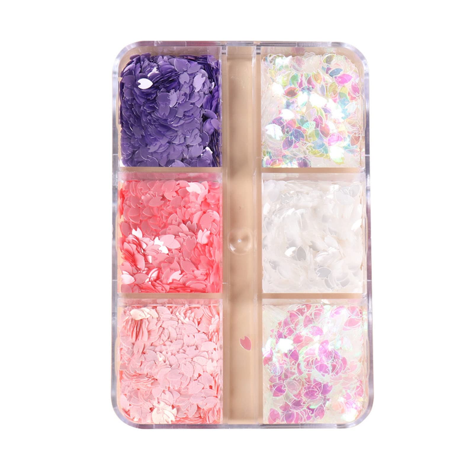 C-LARSS 1 Box Nail Art Sequins - DIY Nail Decorations, Exquisite Anti-Crash Nail Patches for Manicures (Pink) - Perfect for Home Nail Art, Salon Use & Party Glam Looks