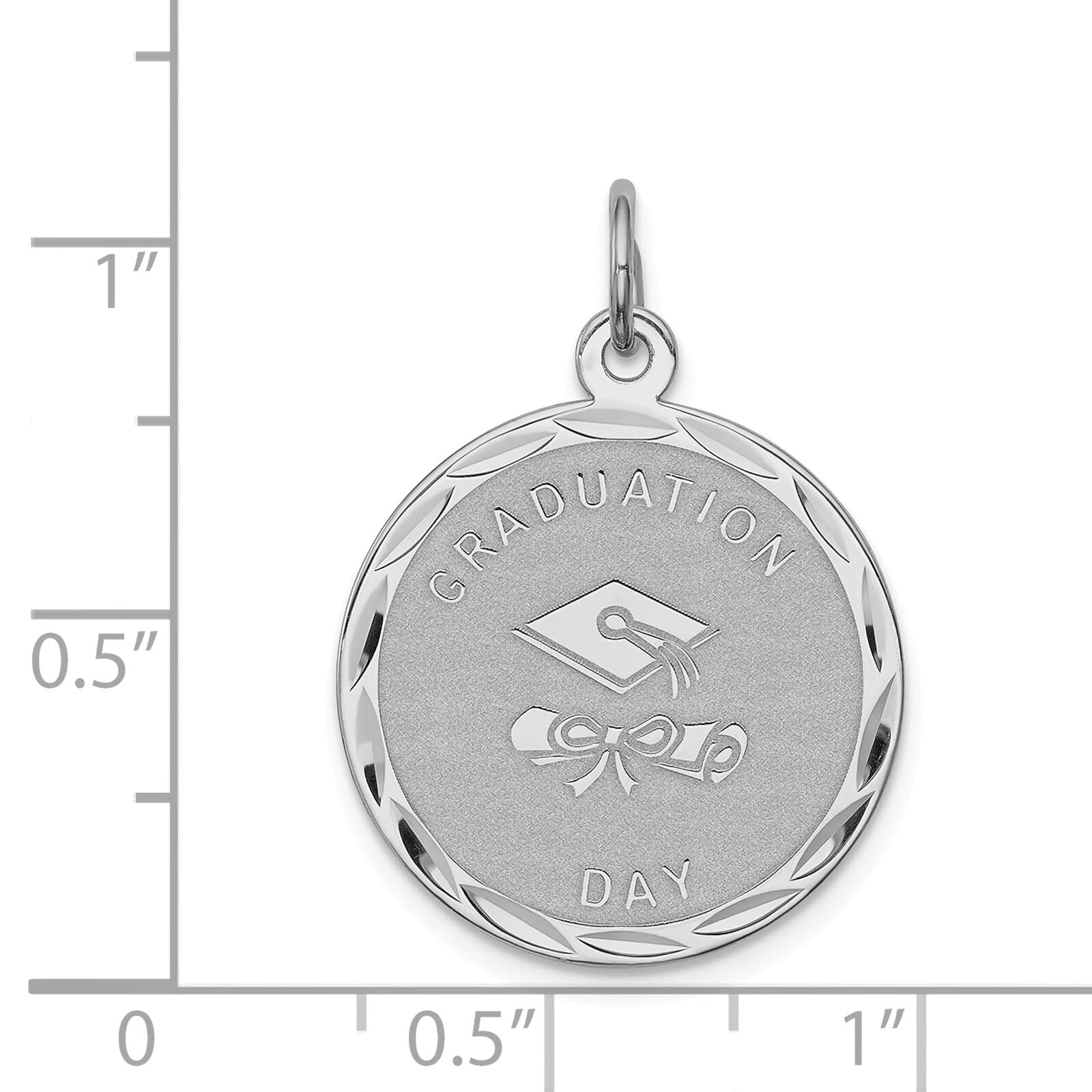 FindingKing Sterling Silver Graduation Day Disc Charm & 18