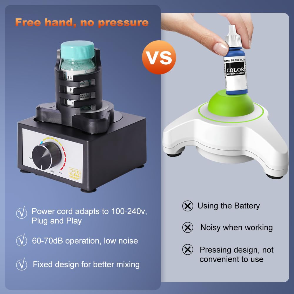 Mini Vortex Mixer for DIY & Gundam Models - Hands-Free Paint Shaker 300-2400 RPM (10-100ml Capacity) - 3-Speed Adjustable for Lab, Nail Polish, Eyelash Glue & Acrylic Paint Mixing - Perfect for Test Tubes, Model Kits & Craft Projects