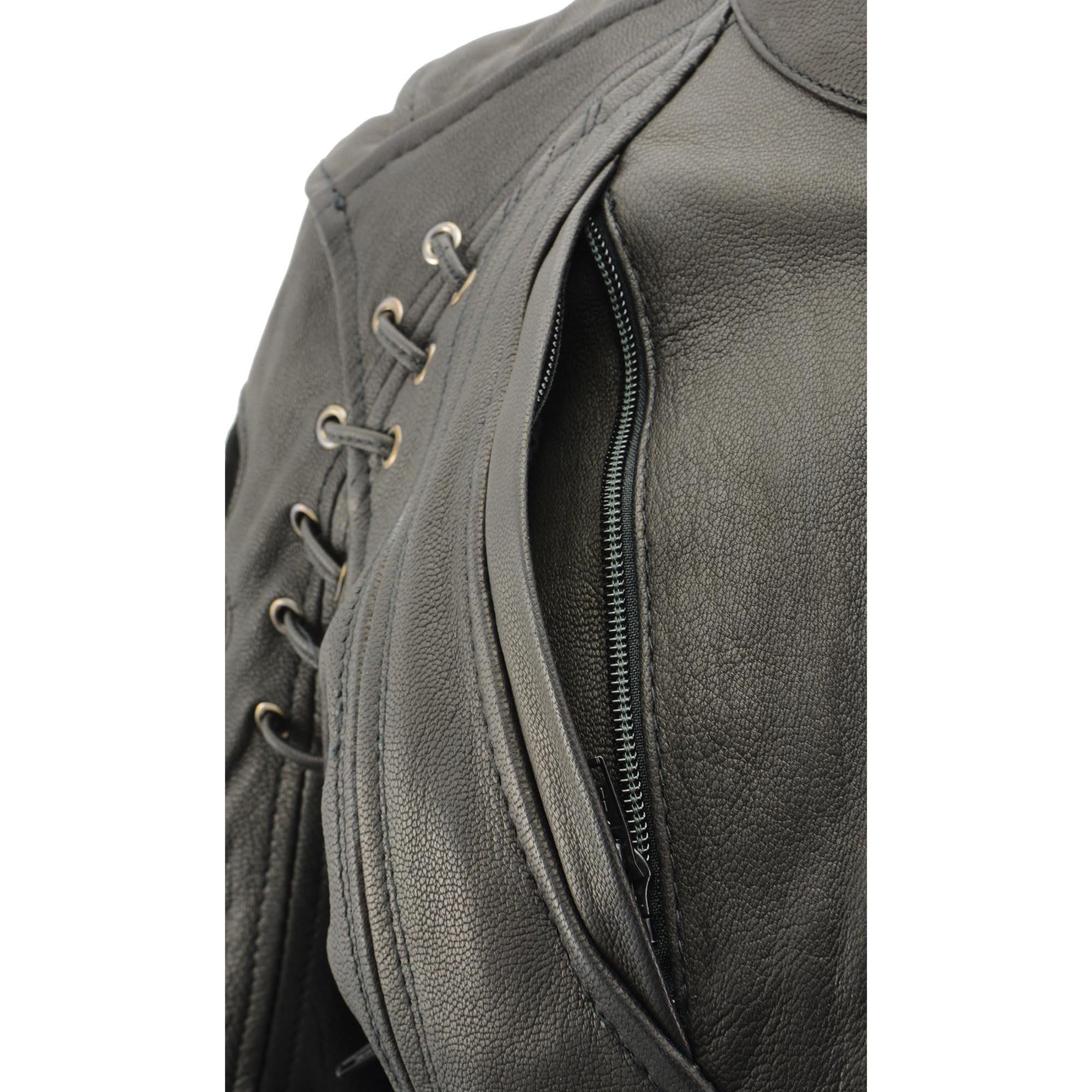 Milwaukee Leather Women's Lightweight Scuba Racer Jacket with Lace & Grommet Details MLL2535 - Perfect for Motorcycle Riding, Casual Outfits & Fashionable Layering