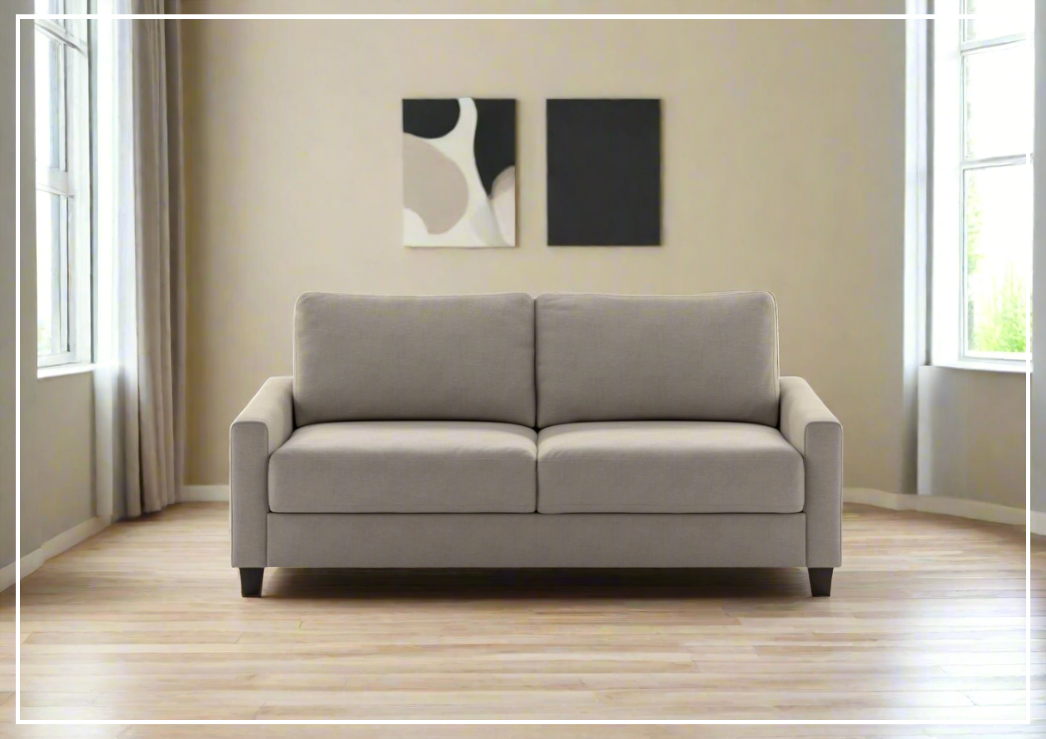 Luonto Nico Fabric Sleeper Sofa - Convertible Bed with Walnut or Chrome Legs - Full, Queen & King Size Options - Perfect for Small Spaces, Guest Rooms & Apartments