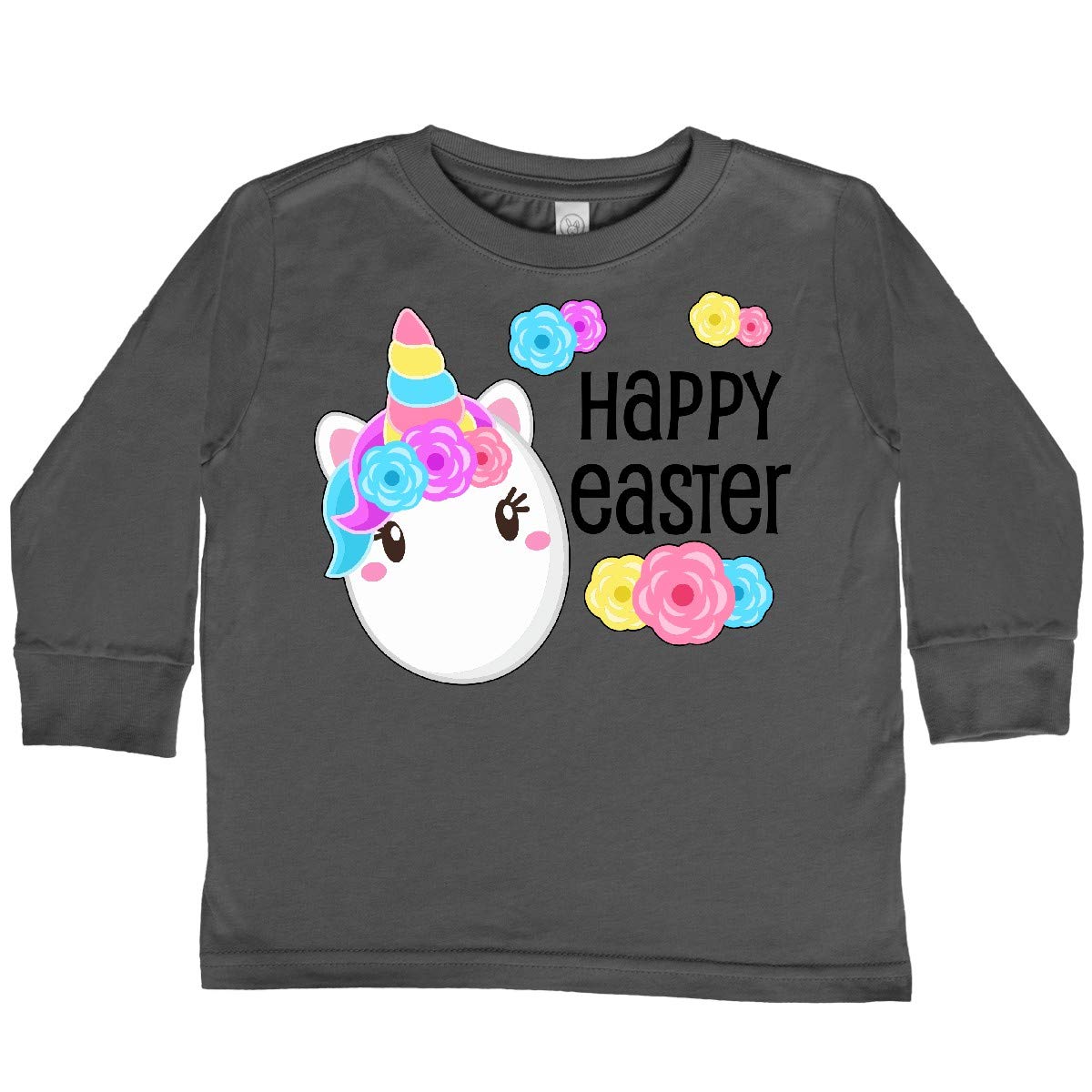Inktastic Happy Easter Unicorn Egg Toddler Long Sleeve T-Shirt - Cute Easter Outfit for Kids, Boys & Girls - Perfect for Easter Egg Hunts, Spring Parties & Family Photos