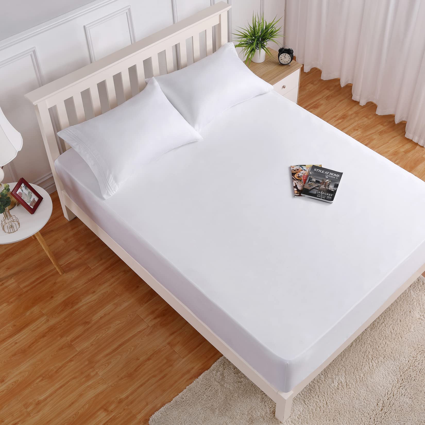 2 Pack King Size Fitted Sheet - 600 Thread Count Egyptian Cotton, 16