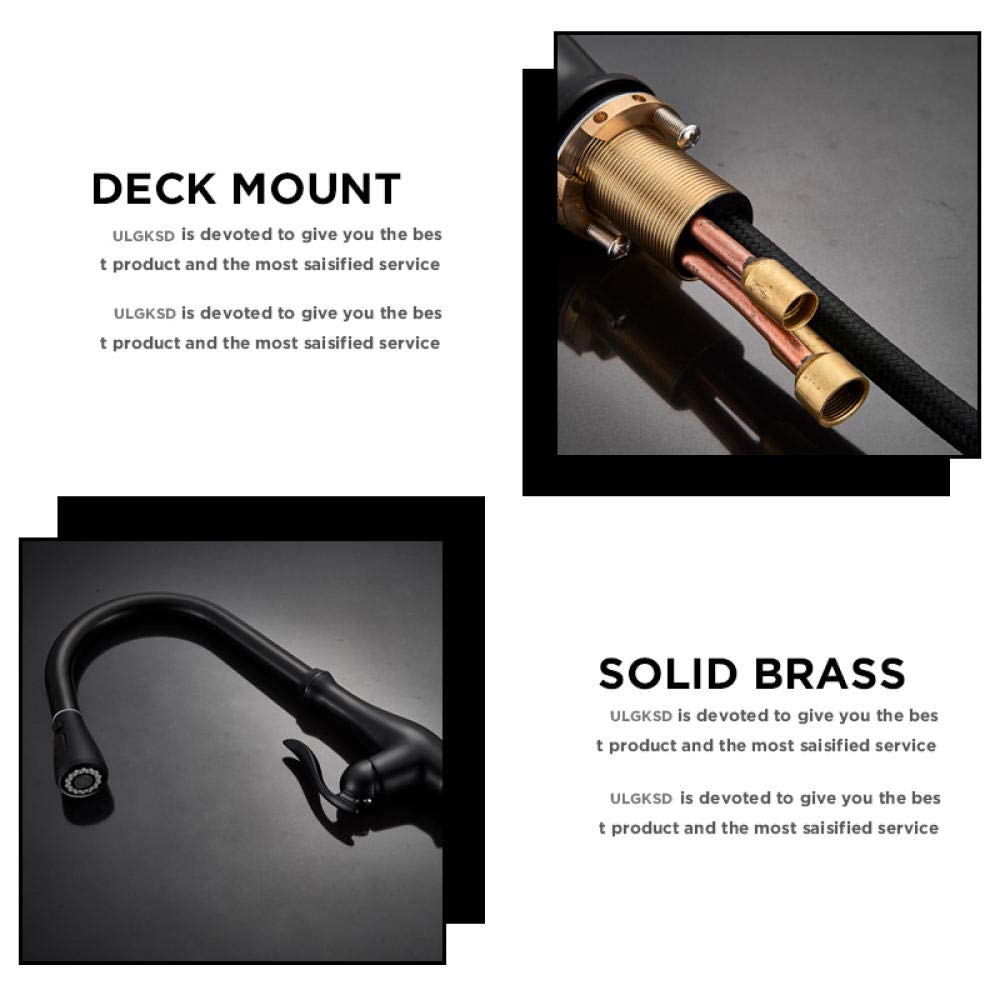 Blackened Brass Pull-Out Kitchen Faucet with 2-Way Sprayer - 360° Swivel Single Handle Mixer Tap for Sink - Perfect for Modern Kitchens & Bar Prep Areas
