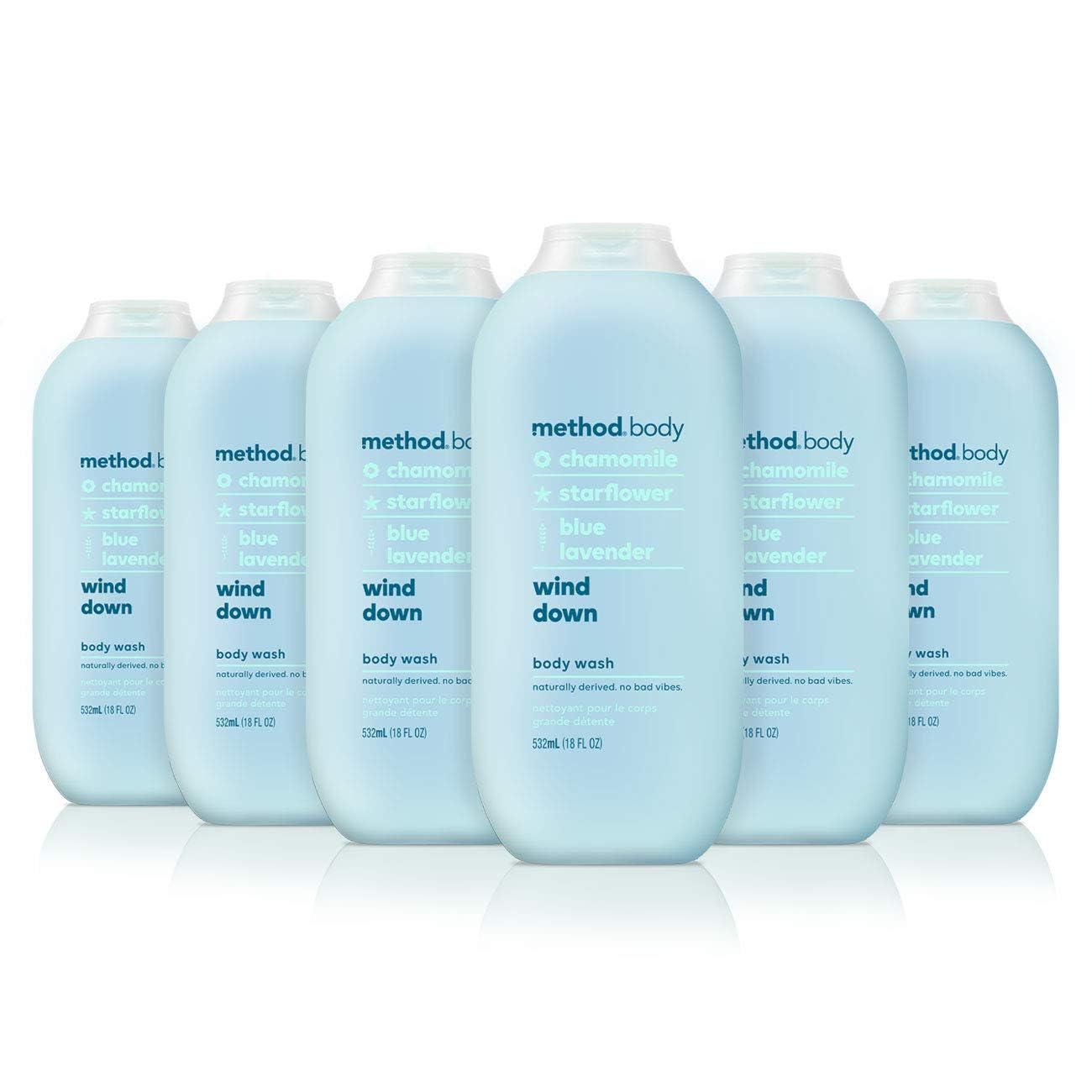 Method Body Wash - Wind Down Scent, 18 oz (6 Pack) | Relaxing Aromatherapy Shower Gel for Stress Relief & Better Sleep | Eco-Friendly & Cruelty-Free