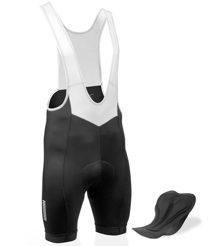 Premium Men's Core Padded Cycling Bib Shorts - Long Distance Bike Shorts for Road & Mountain Biking - Breathable Black Cycling Bibs - Made in USA - Perfect for Training, Racing & Endurance Rides