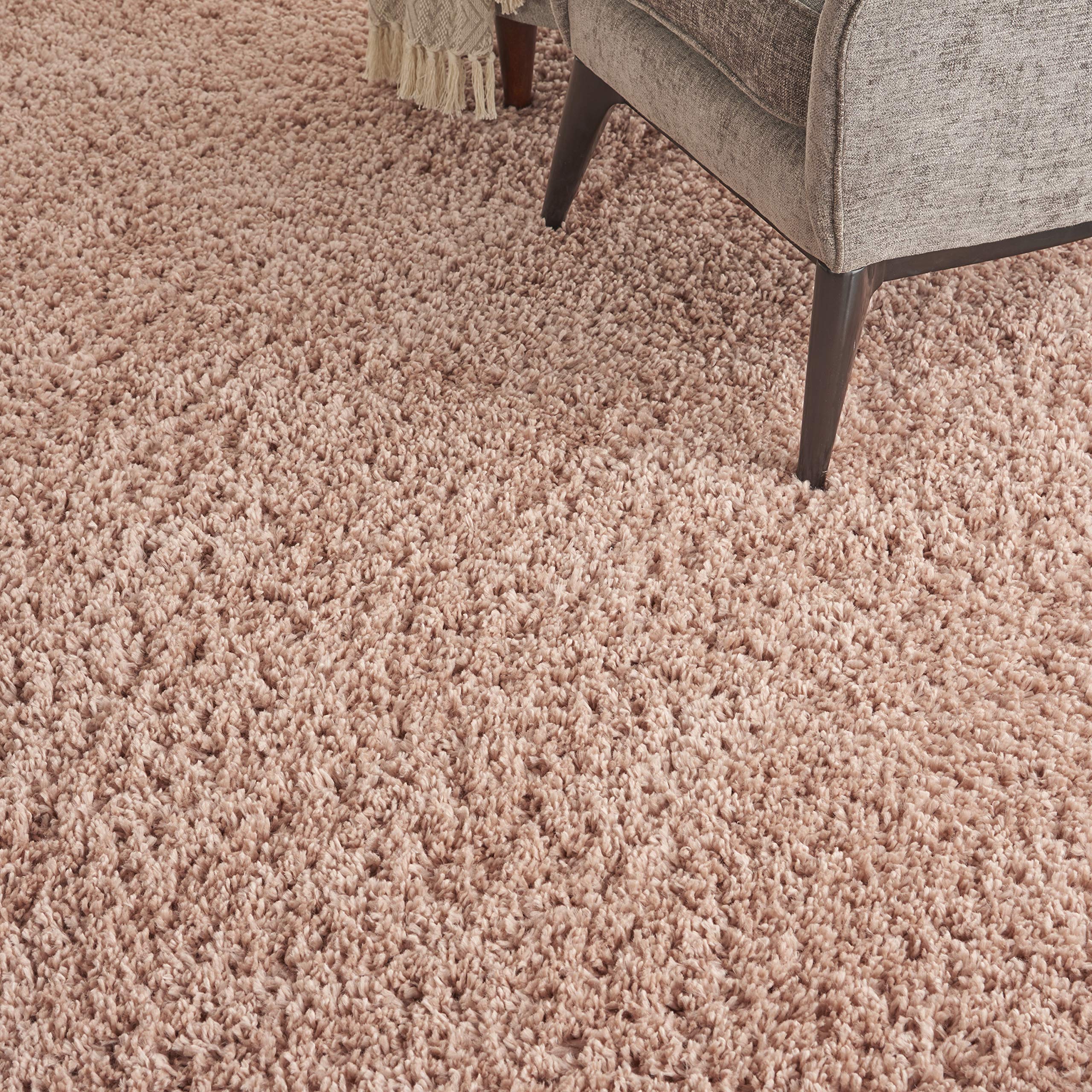 Nourison Malibu Shag Solid Blush 9' x 12' Area Rug - Soft Plush Easy-Clean Non-Shedding Shaggy Carpet for Bedroom, Living Room, Dining Room & Kitchen - Perfect for Cozy Home Decor and High-Traffic Areas