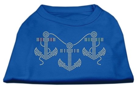 Blue Rhinestone Anchor Embroidered Shirts for Men - Size Large (14) - Perfect for Nautical Themed Parties, Beach Outings & Casual Wear