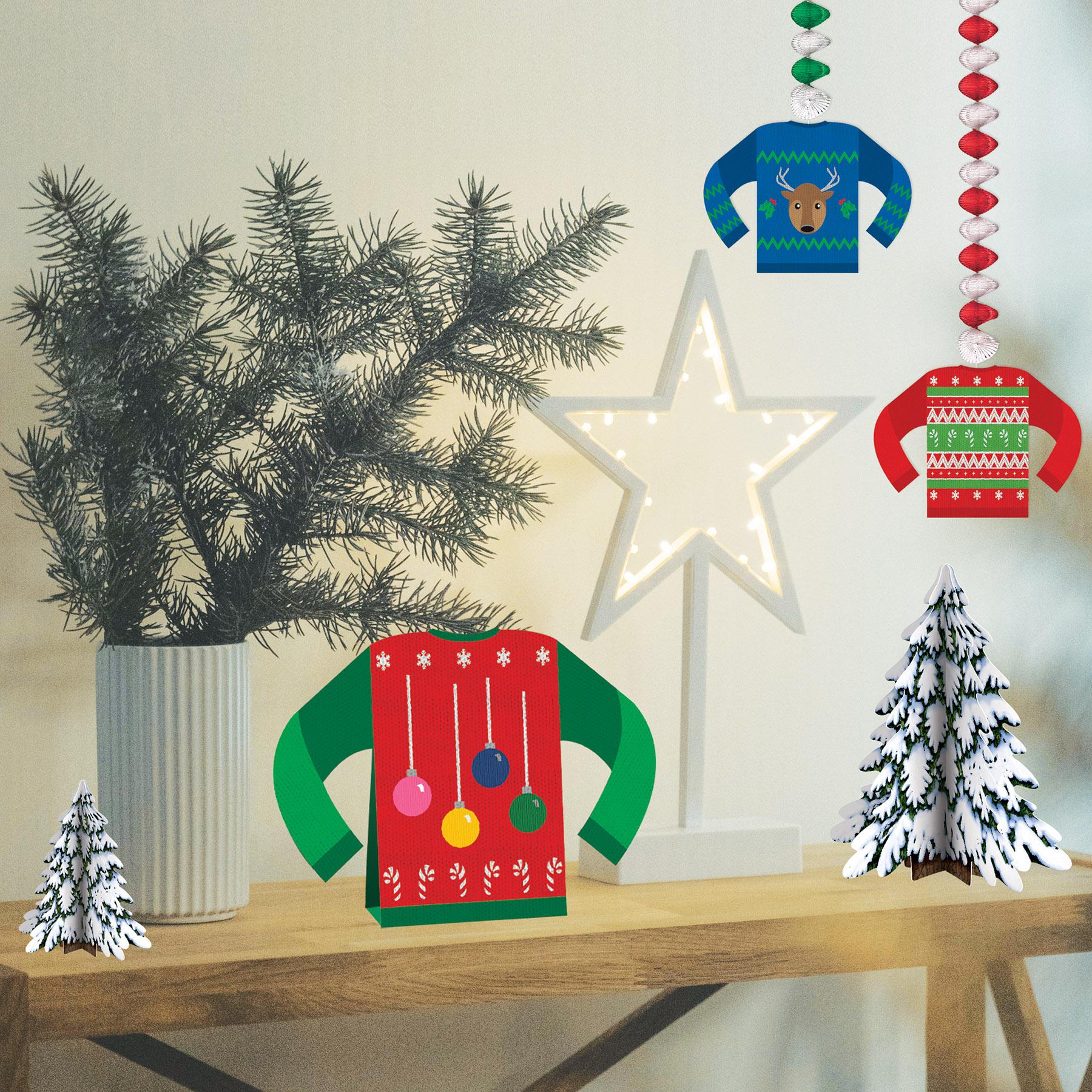 12 Pack Beistle Christmas 3D Ugly Sweater Centerpiece Decorations - Perfect for Holiday Parties, Office Decor & Festive Home Decorations