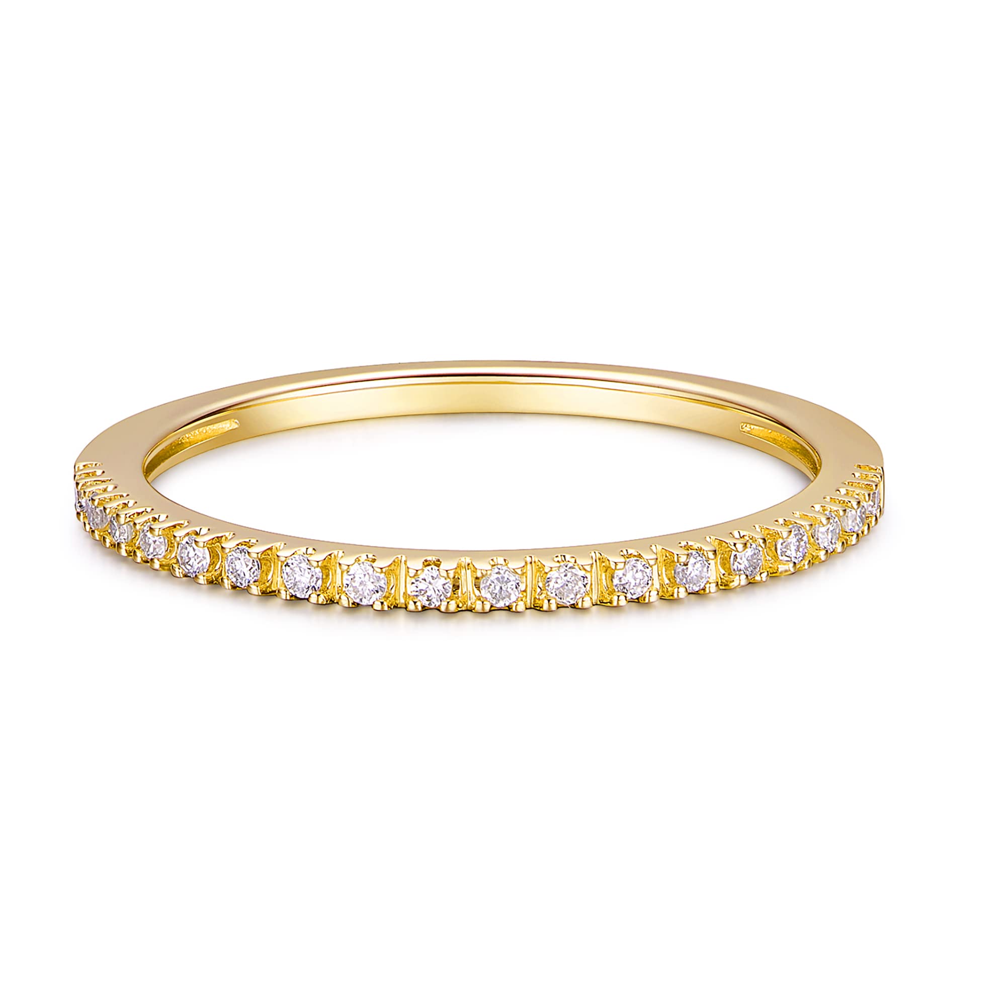 14K Solid Gold Moissanite Eternity Wedding Band for Women - 1.5mm Thin Stackable Ring, Durable 14K Gold Engagement Ring, Anniversary Gift for Her - Perfect for Bridal Sets, Proposals & Special Occasions