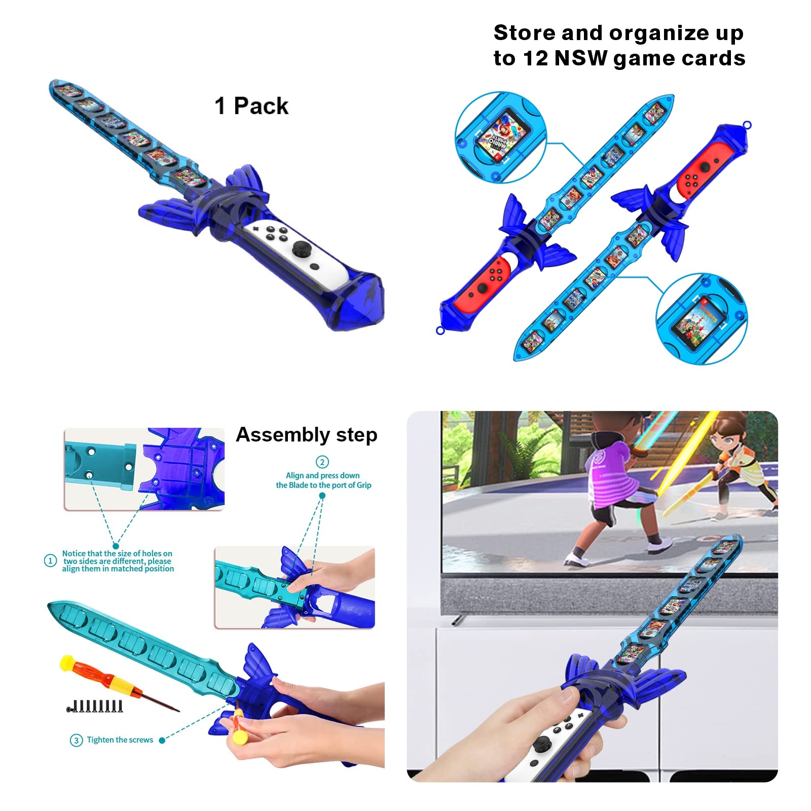 CODOGOY 11-in-1 Nintendo Switch Sports Accessories Bundle - Compatible with Switch & Switch OLED - Family Game Accessories Kit for Tennis, Bowling, Soccer & More - Perfect for Party Games & Family Fun Nights