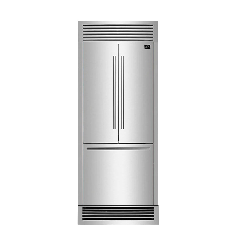 Forno Gallipoli 31 Inch French Door Refrigerator with Built-In Ice Maker - Energy Efficient Stainless Steel Fridge for Modern Kitchen (Model FFFFD1974 35SG) | Perfect for Family Homes, Entertaining & Large Grocery Storage