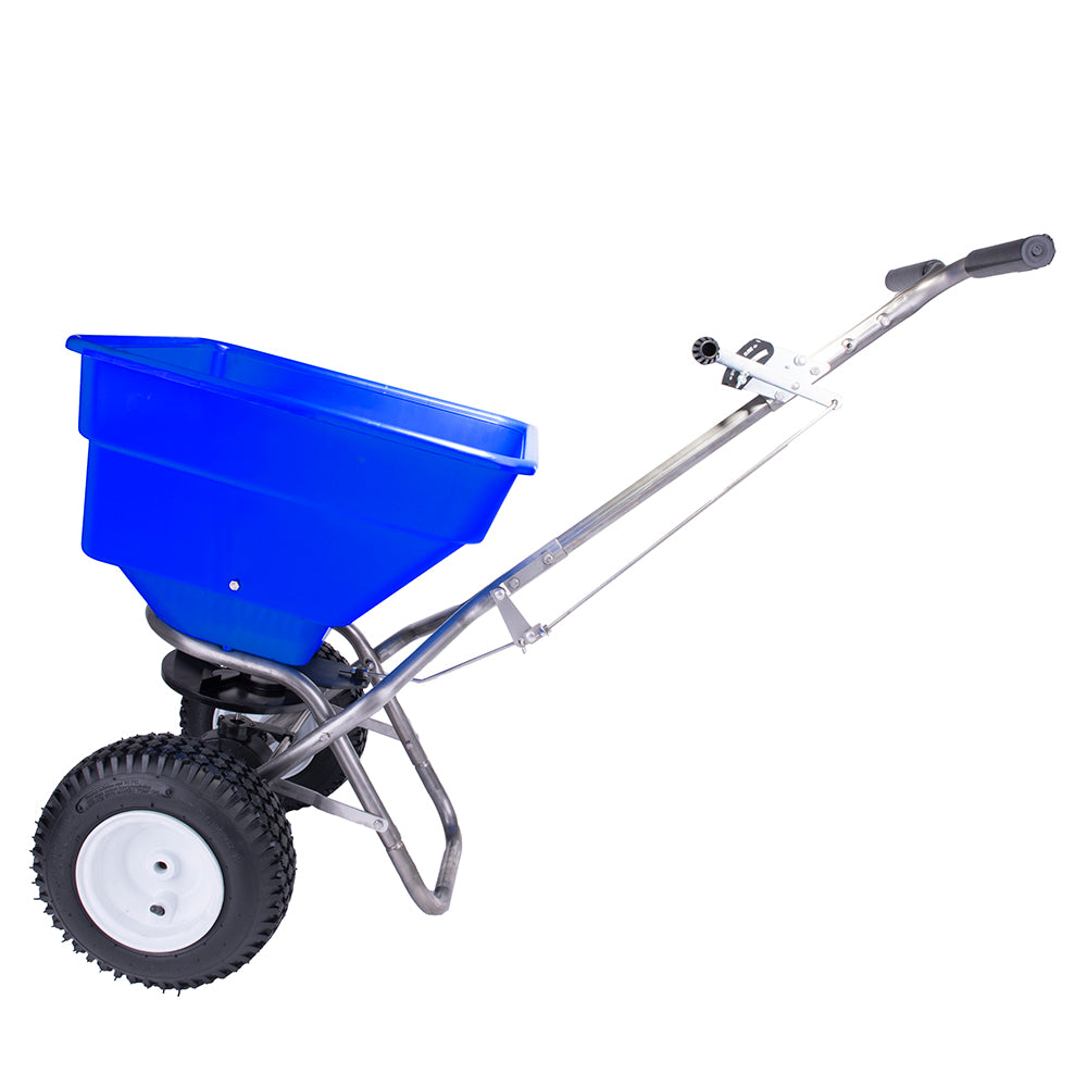Earthway 90399 Stainless Steel Ice Melt Broadcast Spreader - 100 Lbs Hopper Capacity for Driveway & Sidewalk Snow Removal in Winter