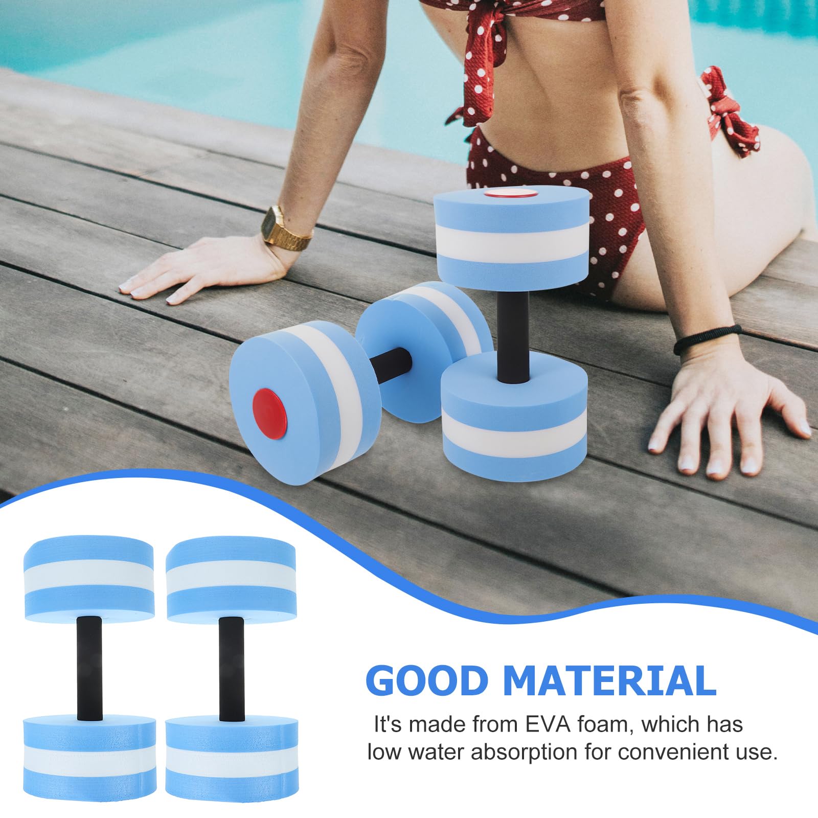 DECHOUS 2Pcs Aquatic Dumbbell Set - Water Weights for Pool Exercise, Water Aerobics & Strength Training - Foam Fitness Equipment for Muscle Building - Perfect for Swimming Pools, Home Workouts & Aquatic Therapy