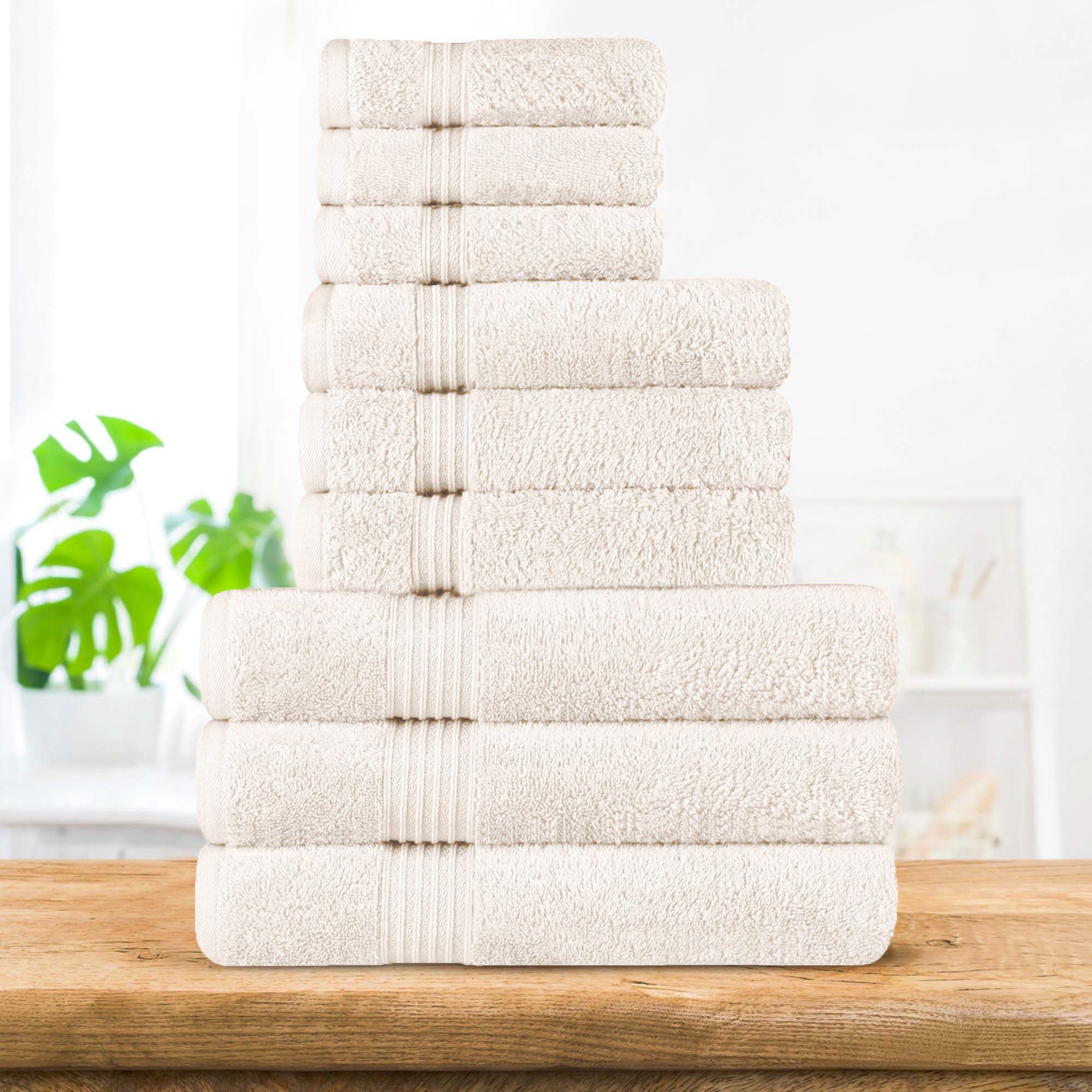 Premium Egyptian Cotton 9-Piece Bath Towel Set - Ultra Soft, Highly Absorbent, Quick-Drying - Perfect for Spa, Bathroom & Luxury Home Use
