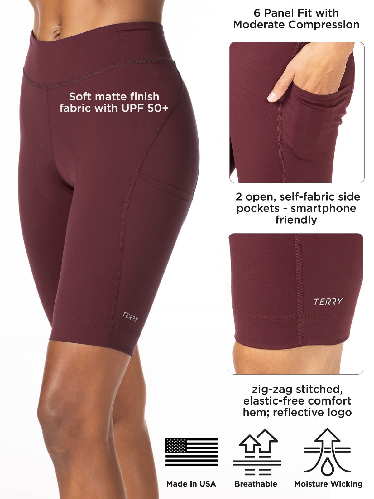 Women's Terry Bike Shorts - 11 Inch Padded Compression Cycling Shorts with UPF 50+ for Touring & Wayfarer | Perfect for Long-Distance Rides, Spin Classes & Outdoor Adventures