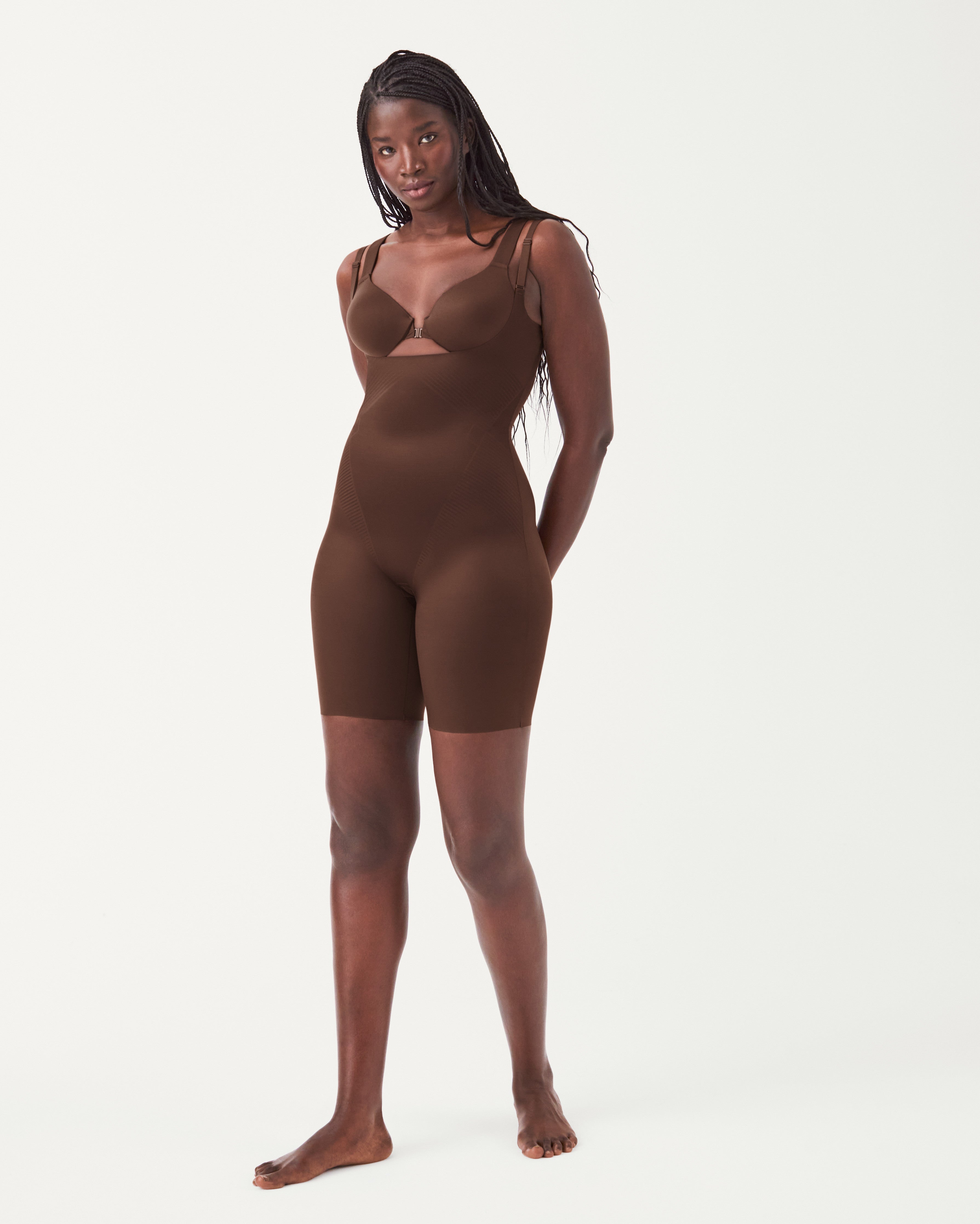 SPANX Shapewear Invisible Open Bust Mid Thigh Bodysuit - Slimming Body Shaper for Women, Seamless Tummy Control Underwear - Perfect for Dresses, Workwear & Special Occasions