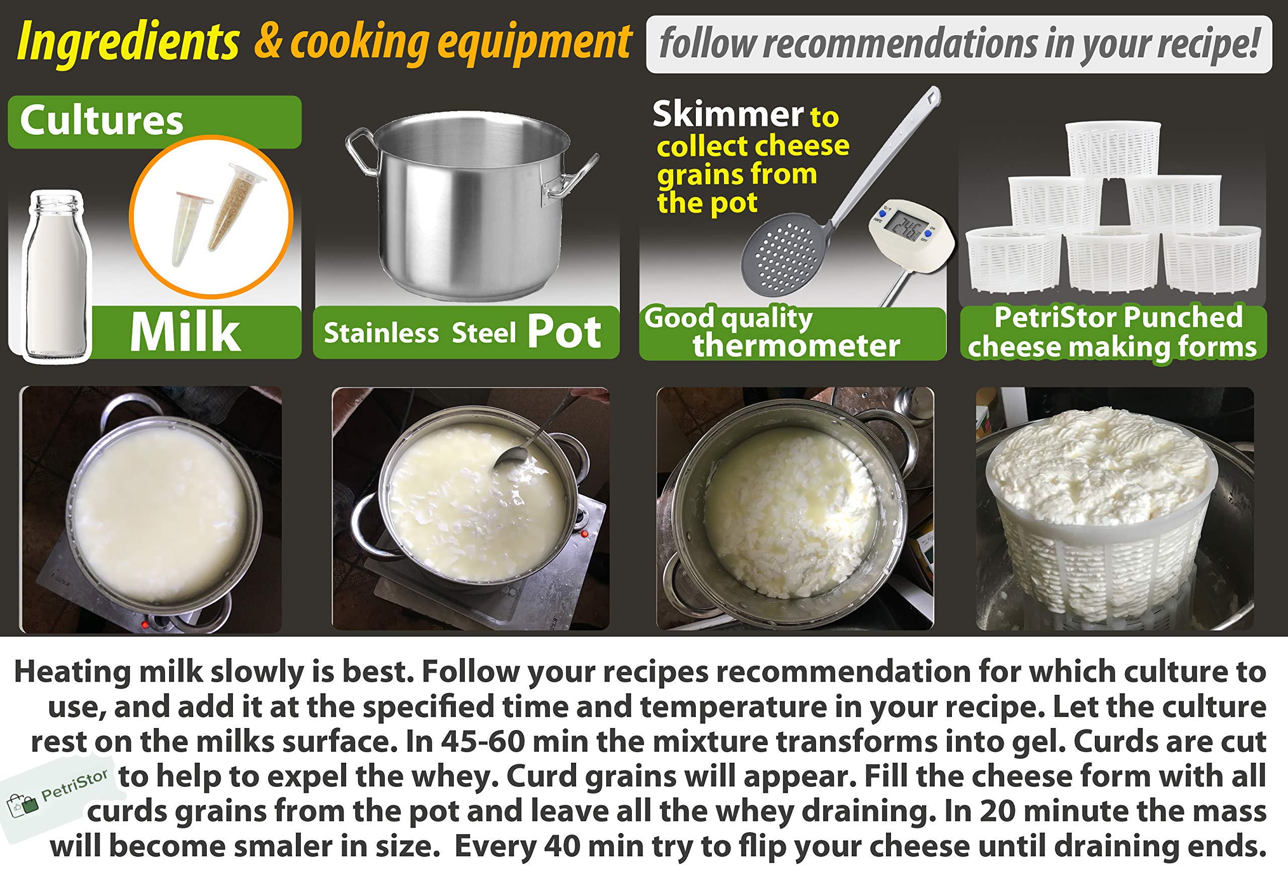 6-Piece Soft Cheese Mold Set for Homemade Cheese Making - 1.25QT Small Cheese Basket Mold for Feta, Ricotta & Cream Cheese - DIY Cheese Making Supplies - Perfect for Artisan Cheesemaking at Home (Molde Para Queso Fresco Casero) - Great for Gifts, Cooking Classes & Farmhouse Kitchens