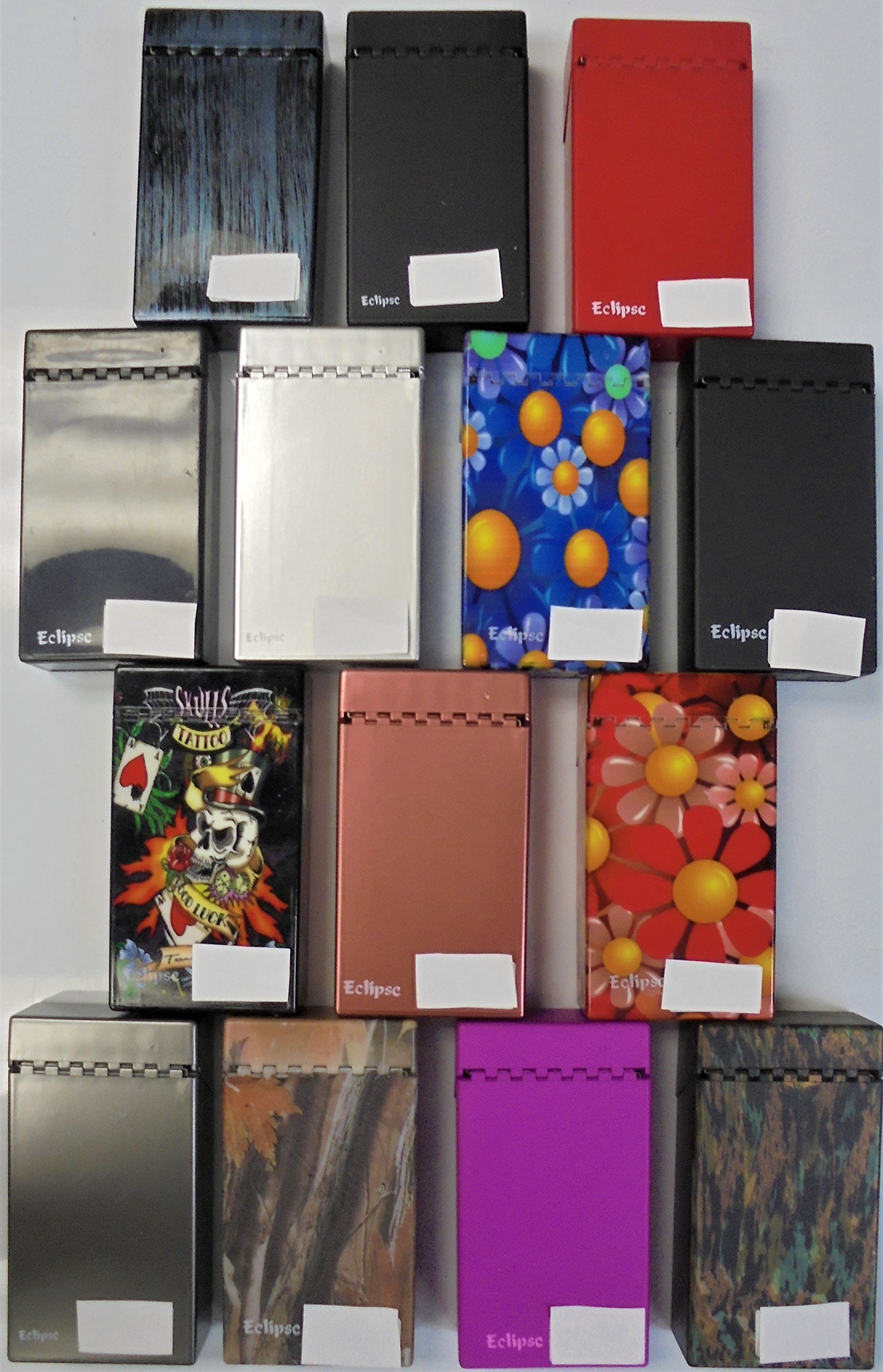 8 Eclipse Push-to-Open Cigarette Cases - Fits 100's Size Packs for Travel & Storage