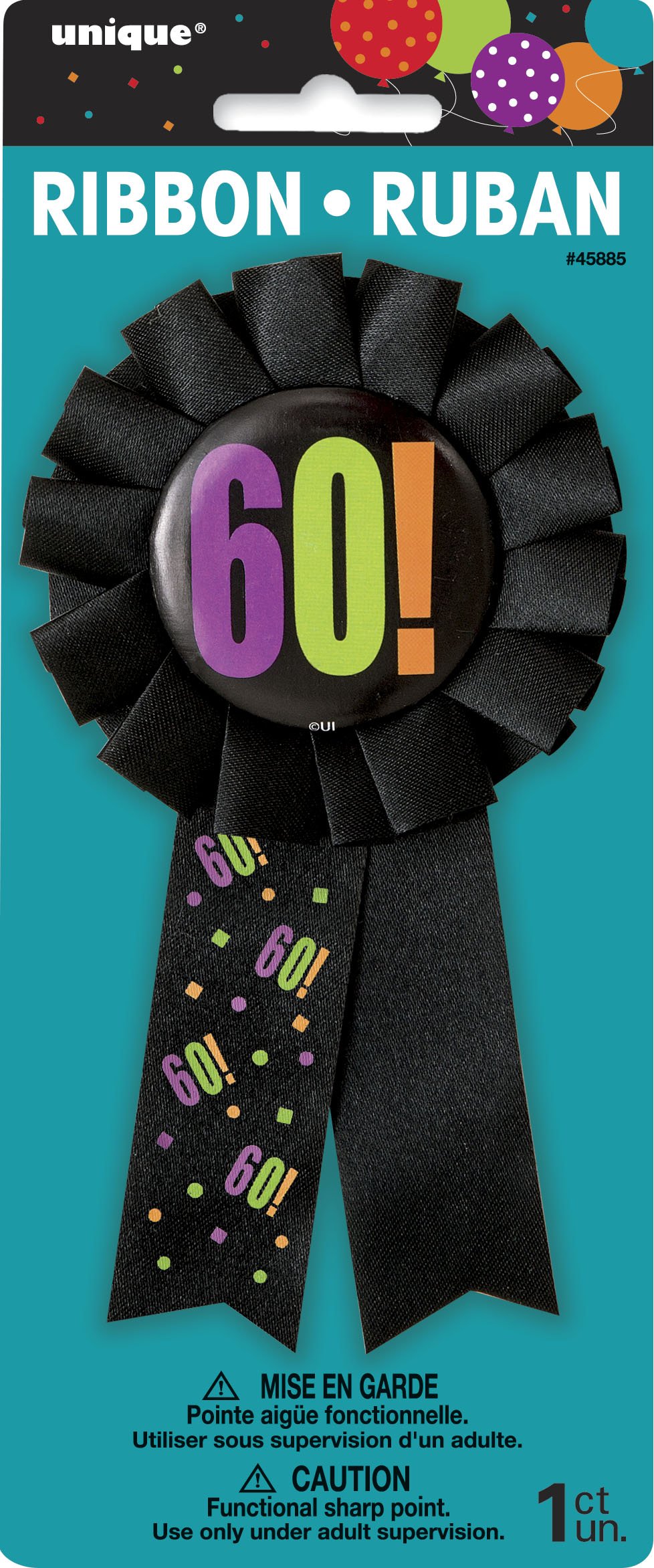 60th Birthday Award Ribbon - Gold Medal Celebration Sash for Milestone Birthday Parties, Retirement Celebrations & Special Events