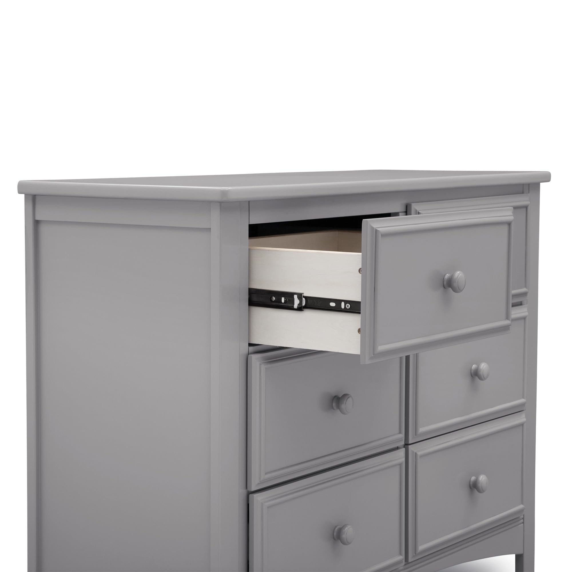 Delta Children Unisex 6-Drawer Double Dresser with Interlocking Drawers - Greenguard Gold Certified, Grey Nursery Dresser for Baby & Kids Bedroom Storage