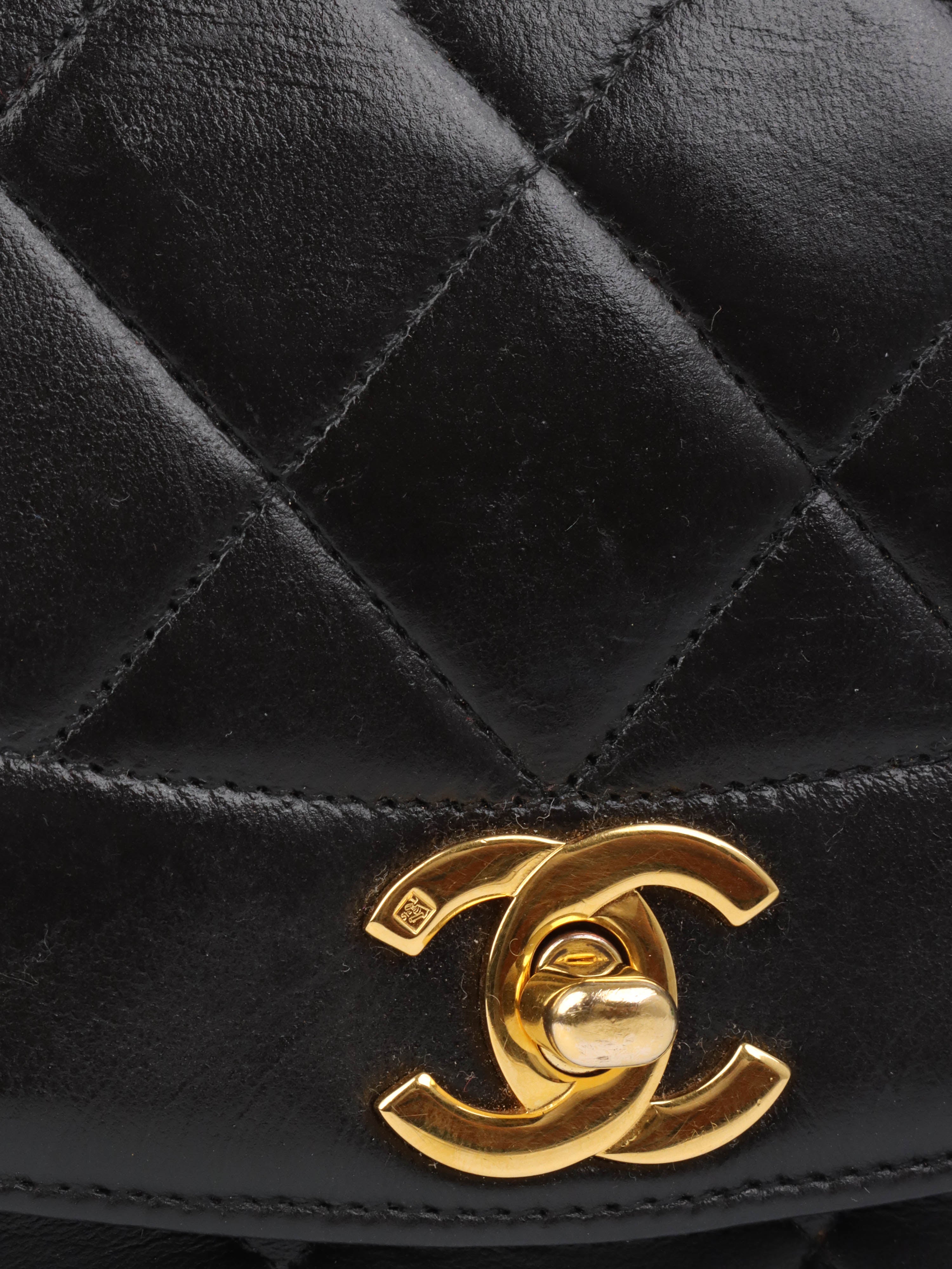 Vintage Chanel Diana Flap Bag in Black with 24K Gold Hardware - Luxury Designer Handbag for Women, Perfect for Evening Events & Special Occasions