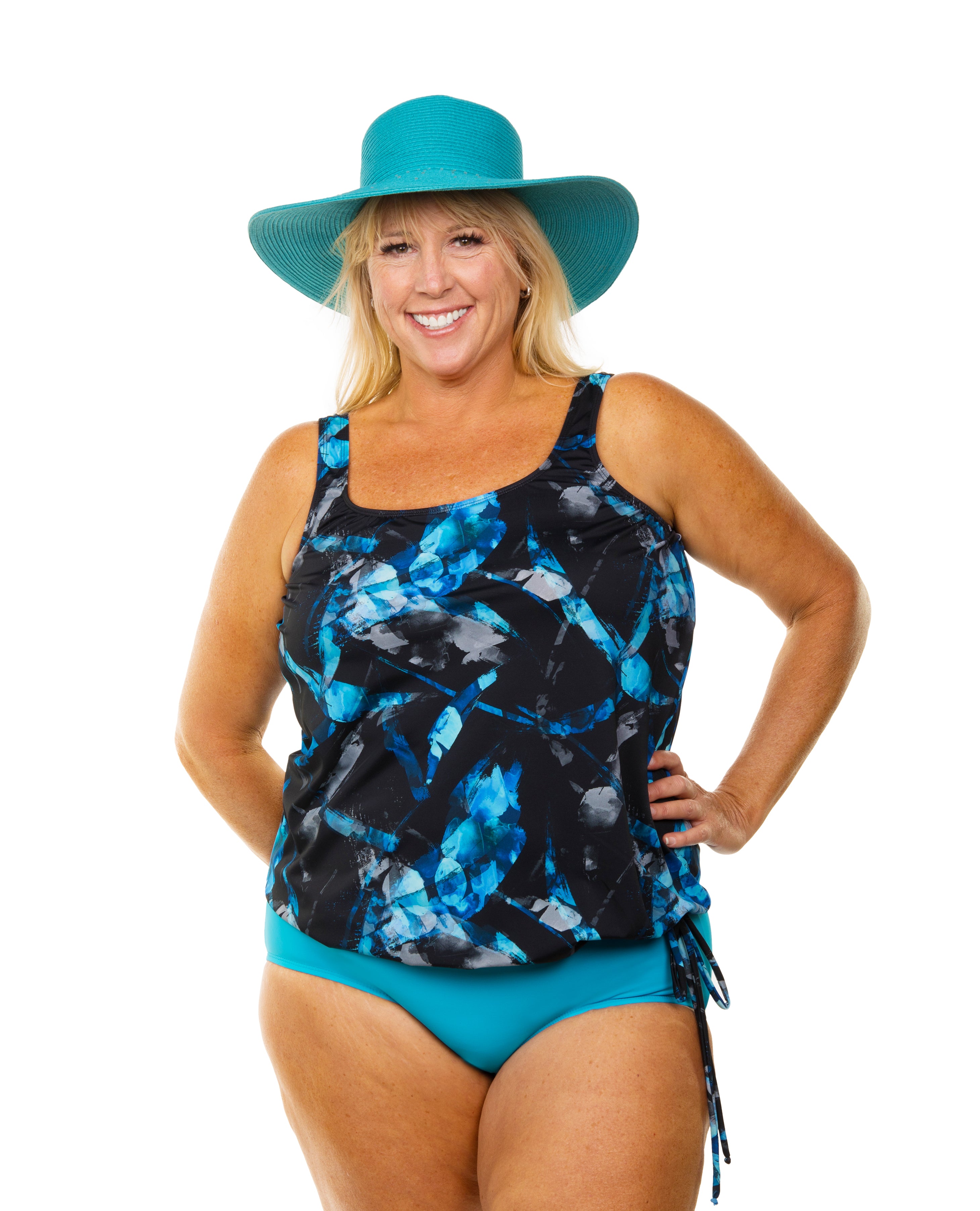 Elegant Sapphire Crystal Tank Strap Blouson Top for Women - Perfect for Evening Parties, Date Nights & Special Occasions