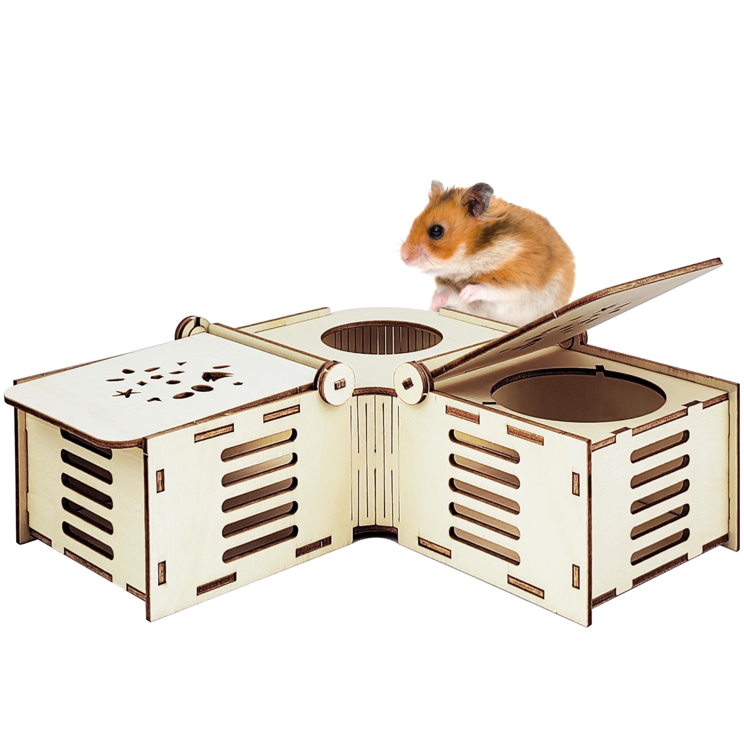 Guinea Pig Foraging Toys - Small Animal Hide & Seek Treat Puzzle - Wooden Interactive Enrichment Game for Rabbits, Hamsters, Chinchillas, Rats & Gerbils - Perfect for Cage Entertainment & Mental Stimulation