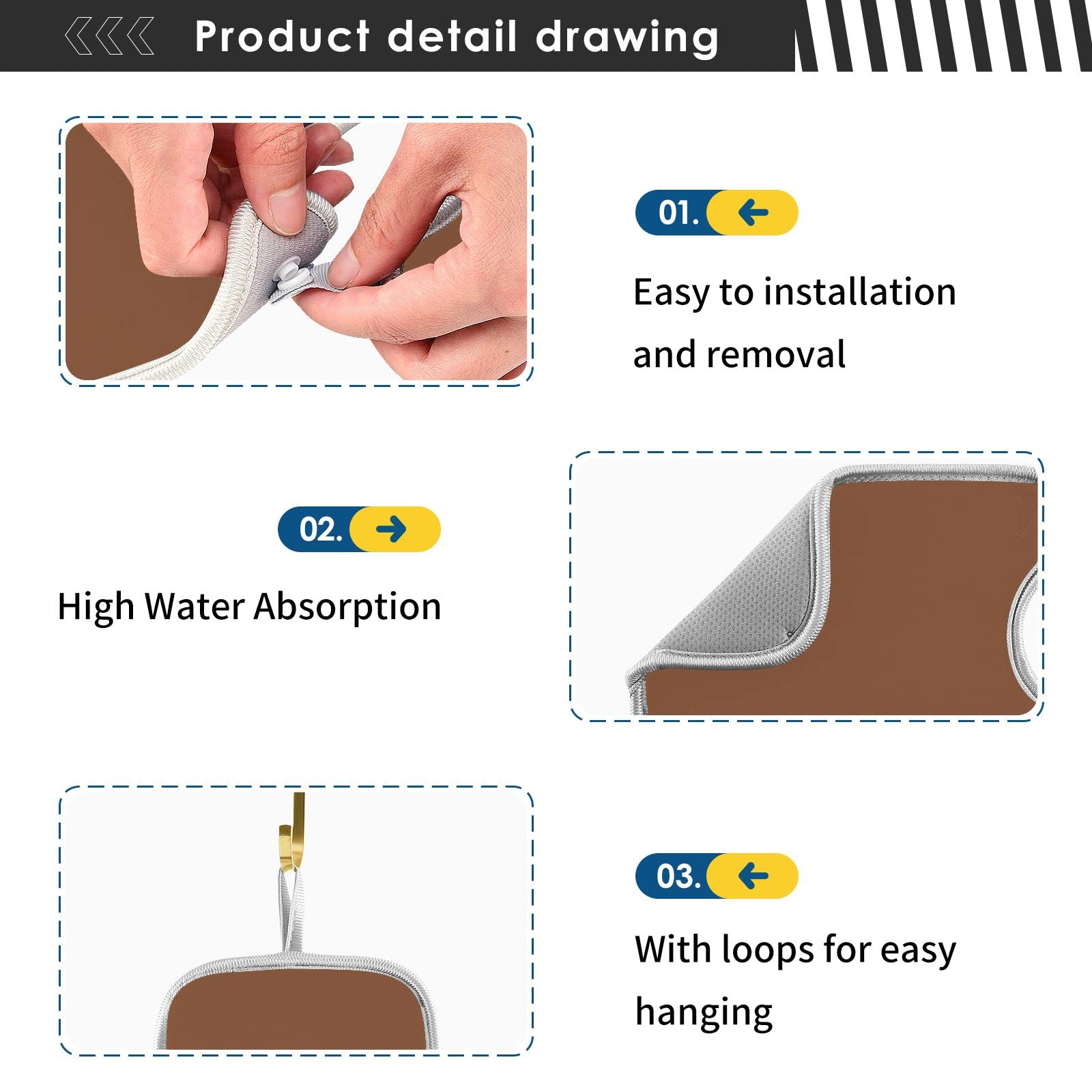 Terracotta Sink Splash Guard Mat - 2pcs, Fast Drying for Kitchen Countertop