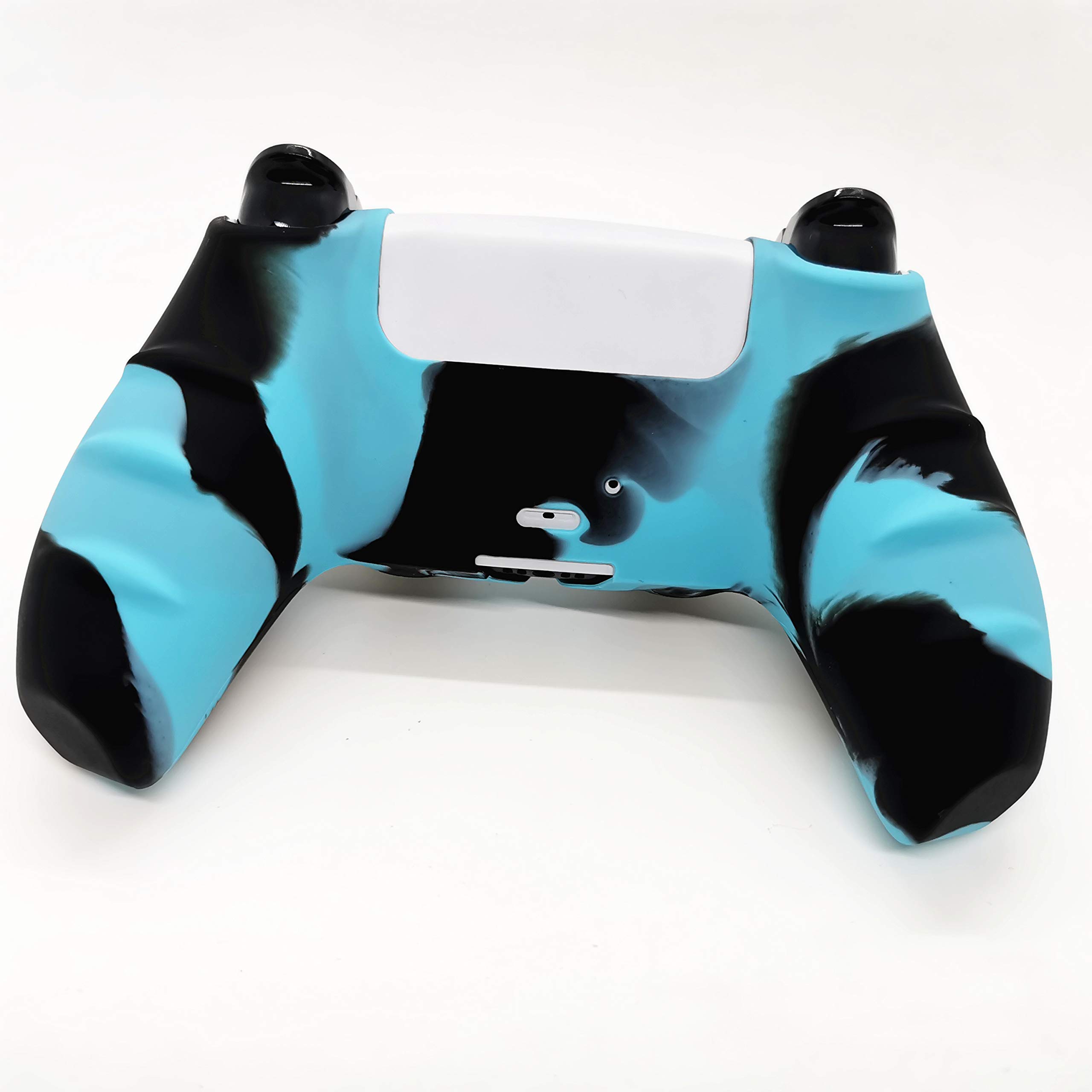 Premium Silicone PS5 Controller Cover - Anti-Slip Grip Skin for PlayStation 5 with 10pcs Thumbstick Caps (Sky Blue & Black) - Perfect for Gaming, Protection & Enhanced Comfort