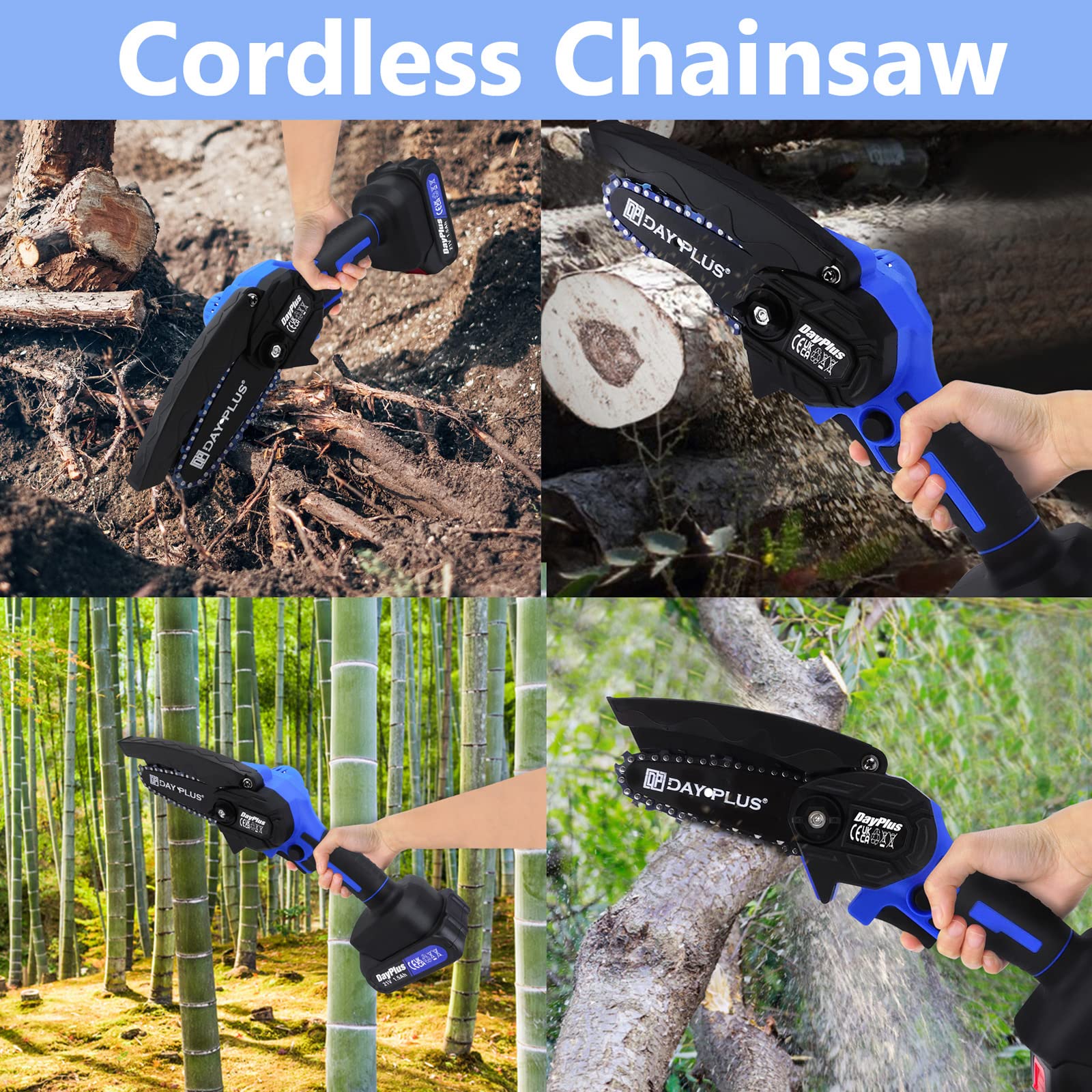 ZanGe Mini Chainsaw 21V 4 Inch Cordless Chainsaw with Lithium-Ion Battery & Charger - Electric Portable One-Hand Chainsaw for Gardening, Tree Cutting, Wood Branch Trimming | Perfect for Home DIY Projects, Yard Maintenance, and Outdoor Camping Use