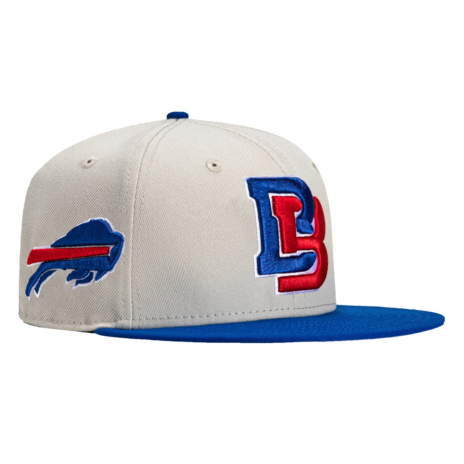 New Era 59Fifty Buffalo Bills Logo Patch Snapback Hat - Royal Blue & Stone Gray - NFL Football Fan Gear for Men & Women - Perfect for Game Day, Tailgating, and Sports Events