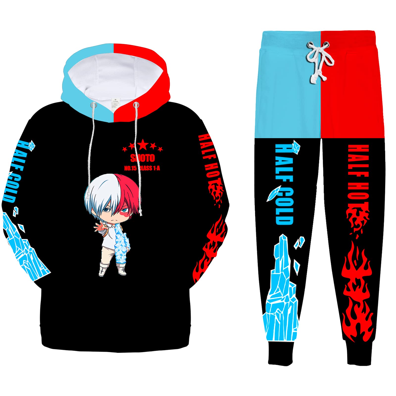 **Anime 3D Printed Hoodie & Sweatpants Set for Men & Women - Casual Pullover Tracksuit Outfit for Streetwear, Cosplay, and Lounge Wear**