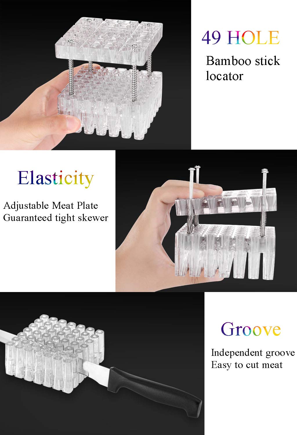 49 Holes Stainless Steel Meat Skewer Machine - Kabob Maker Box for BBQ, Beef & Mutton - Professional Grill Skewer Tool for Kebabs, Shish Kabobs & Meat Sticks - Perfect for Backyard BBQ, Camping & Outdoor Cooking