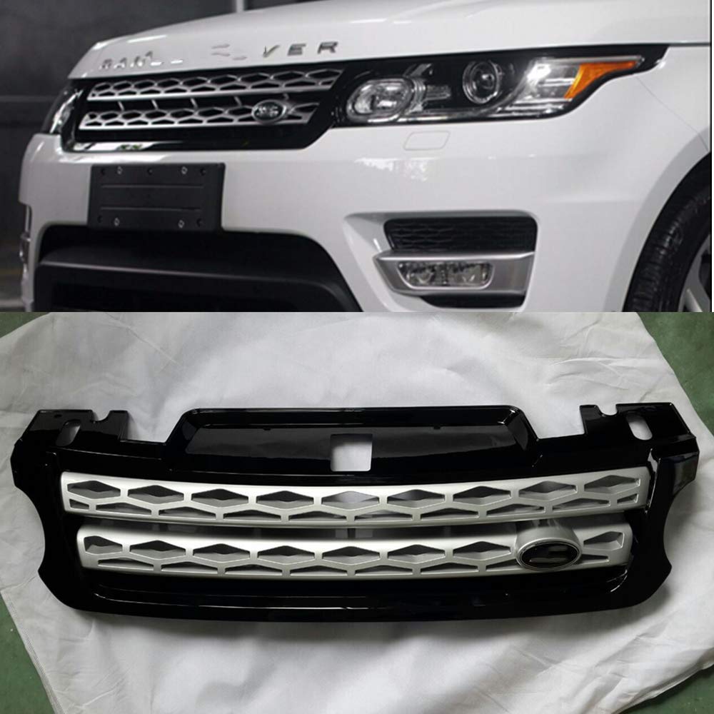 Black Silver Front Grille Mesh Grill Vent Compatible with Land Rover Range Rover Sport 2014-2017 - Upgrade Your SUV's Style & Protection for Off-Road Adventures & Daily Commutes