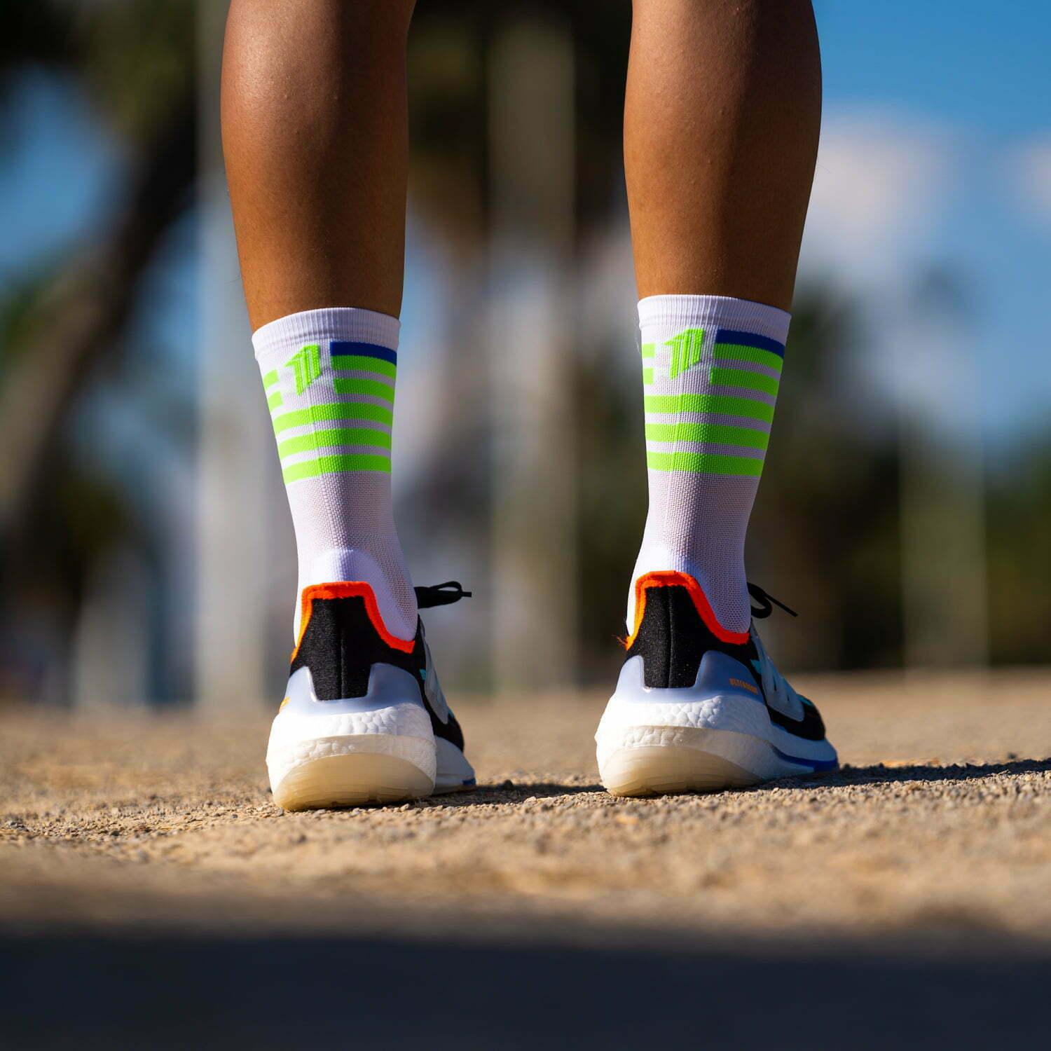 Red & Green Triathlon Socks for Men & Women - Breathable Athletic Running Socks - Perfect for Cycling, Marathon & Triathlon Competitions