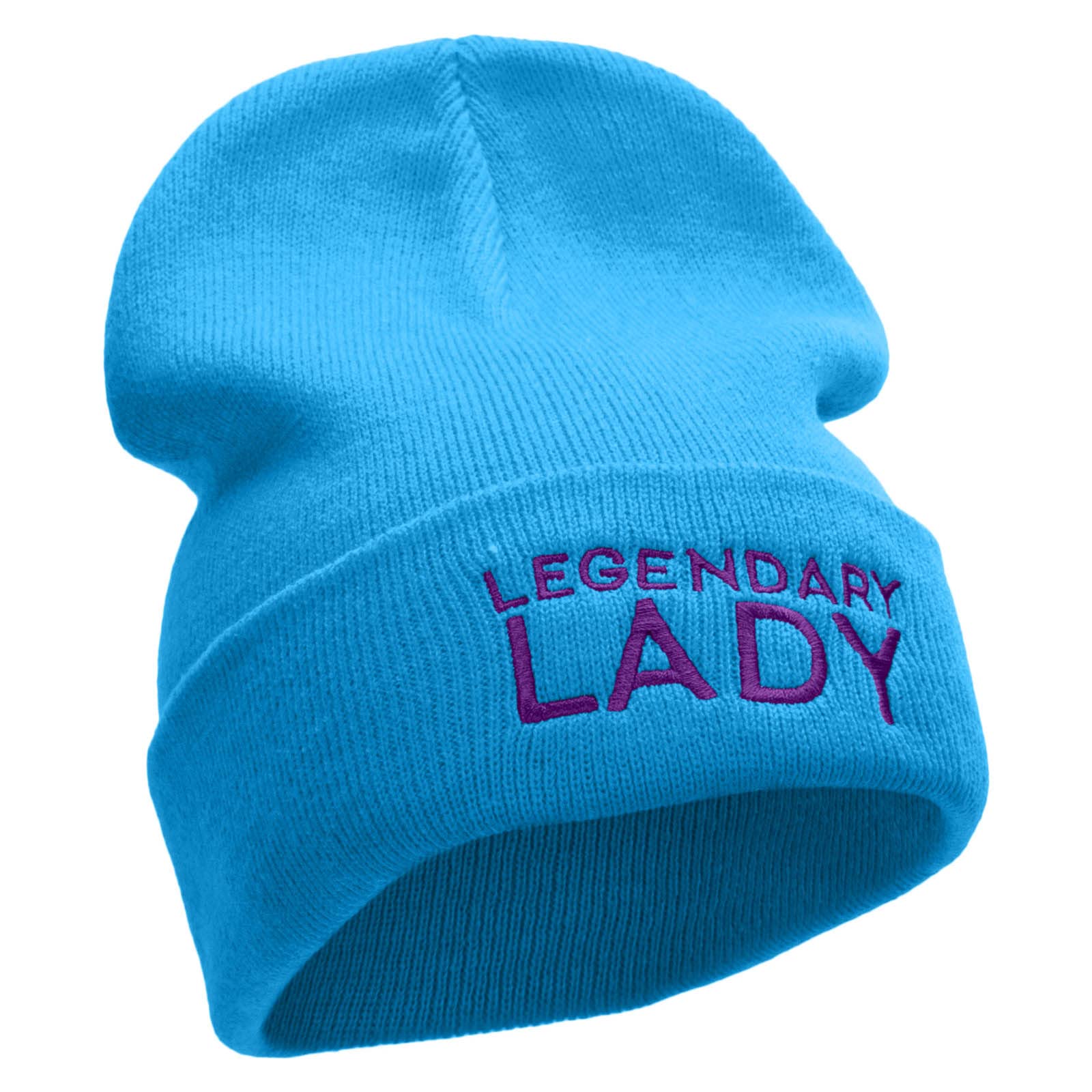 Legendary Lady Embroidered 12 Inch Long Knitted Beanie Hat for Women - Winter Warm Slouchy Beanie with Embroidery - Perfect for Cold Weather, Outdoor Activities & Fashion Accessories