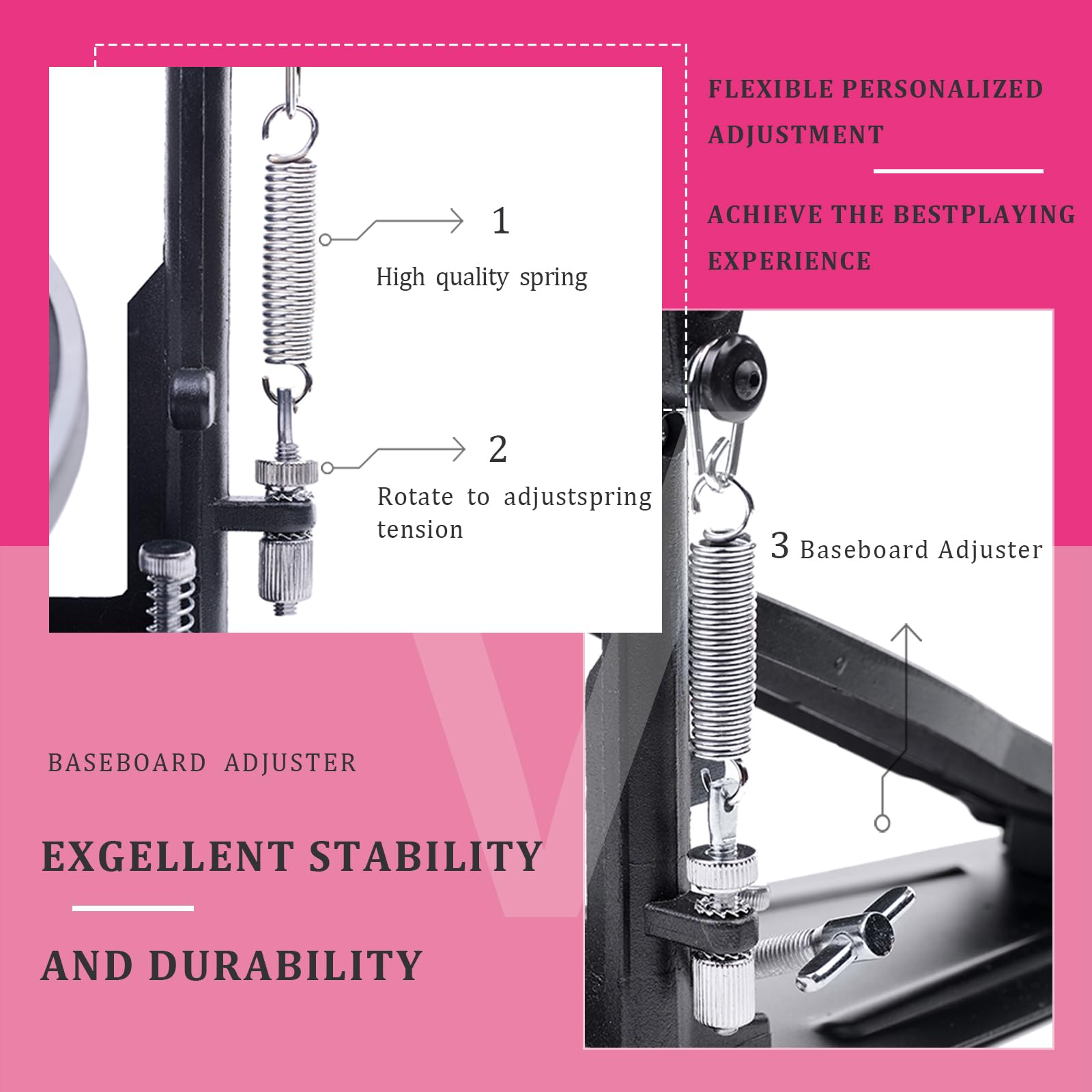 Double Bass Drum Pedal - Heavy Duty Double Chain Kick Pedal for Acoustic & Electronic Drum Kits | Perfect for Metal, Rock & Live Performances (V-VZ14)