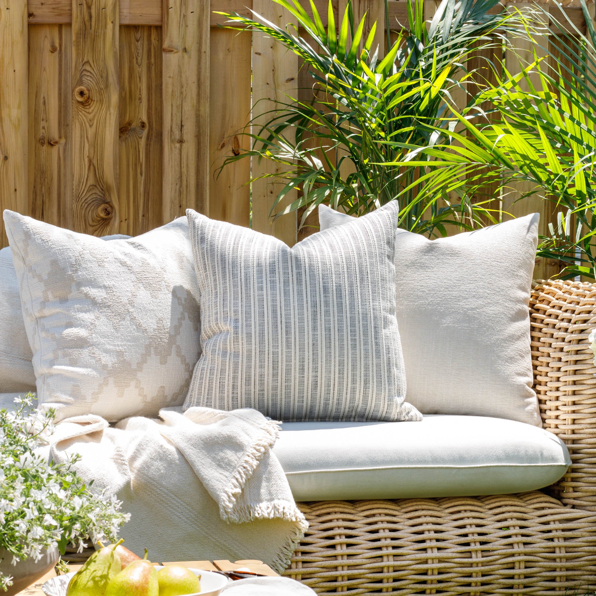 Amalfi Stripe 20x20 Outdoor Pillow Cover - Waterproof Decorative Cushion for Patio, Poolside, Garden Furniture - Domino Pattern Design