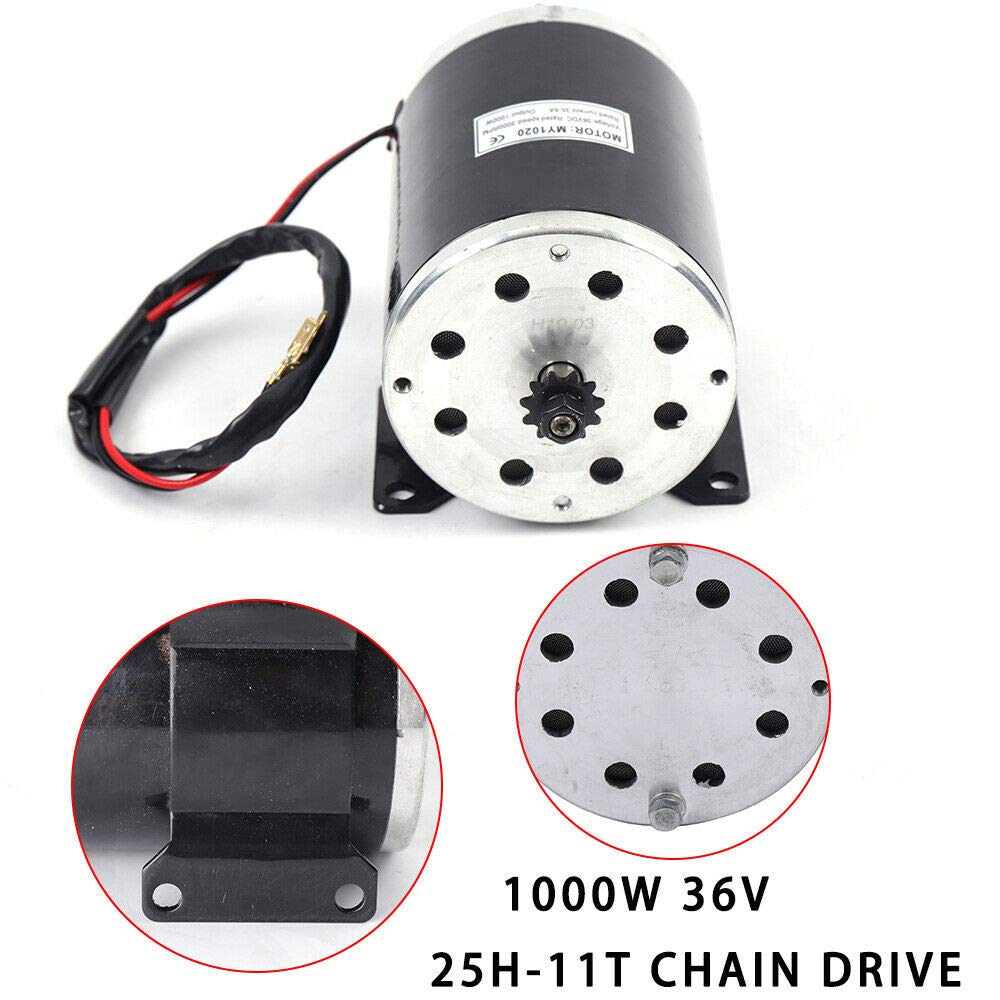 36V 1000W MY1020 Brushed DC Electric Motor - High Power 3000 RPM for Electric Scooters, Go Karts & E-Bikes | Perfect for DIY Electric Vehicle Upgrades & Replacement Parts